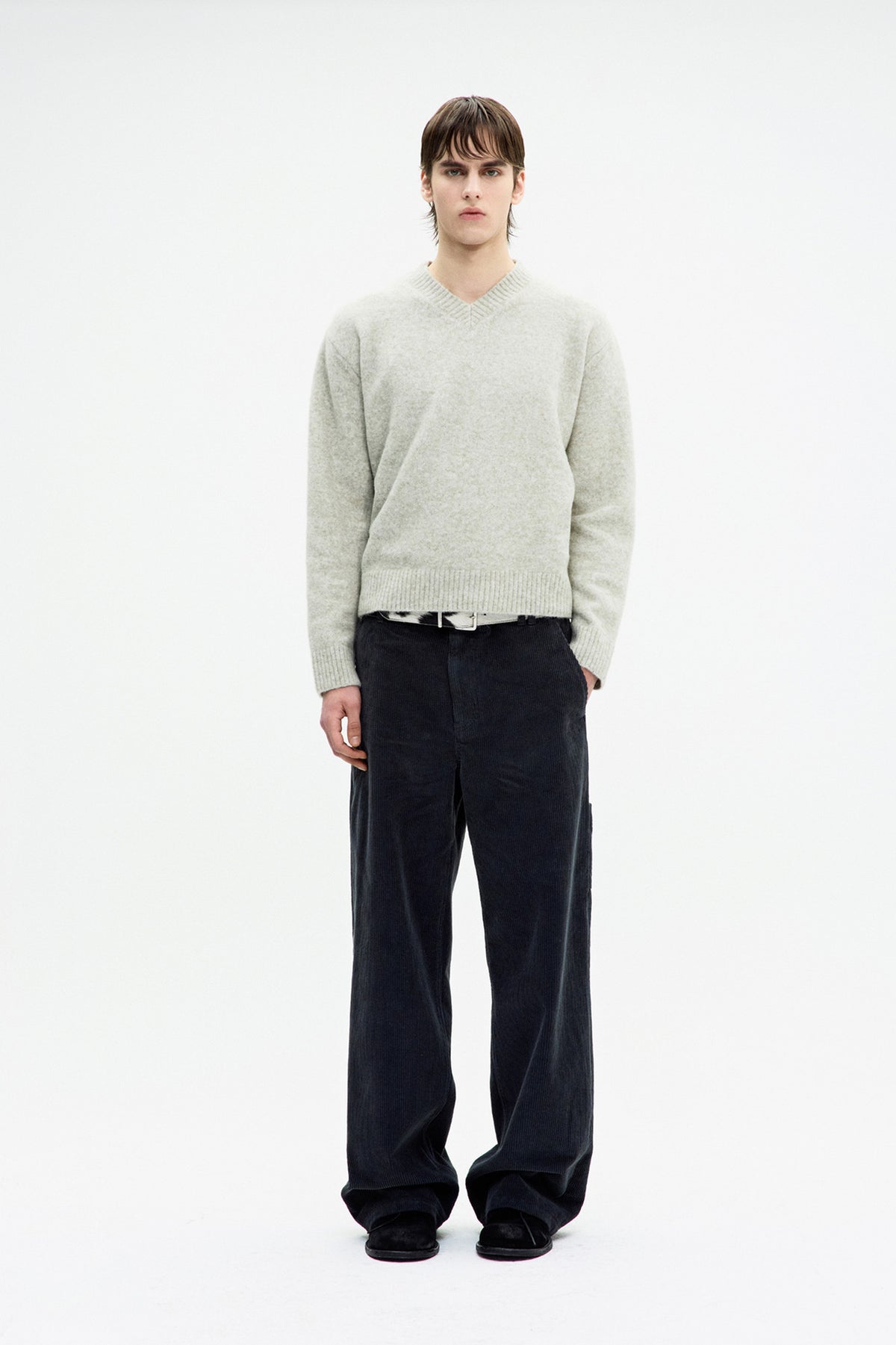 Corduroy carpenter pocket pants (Charcoal)