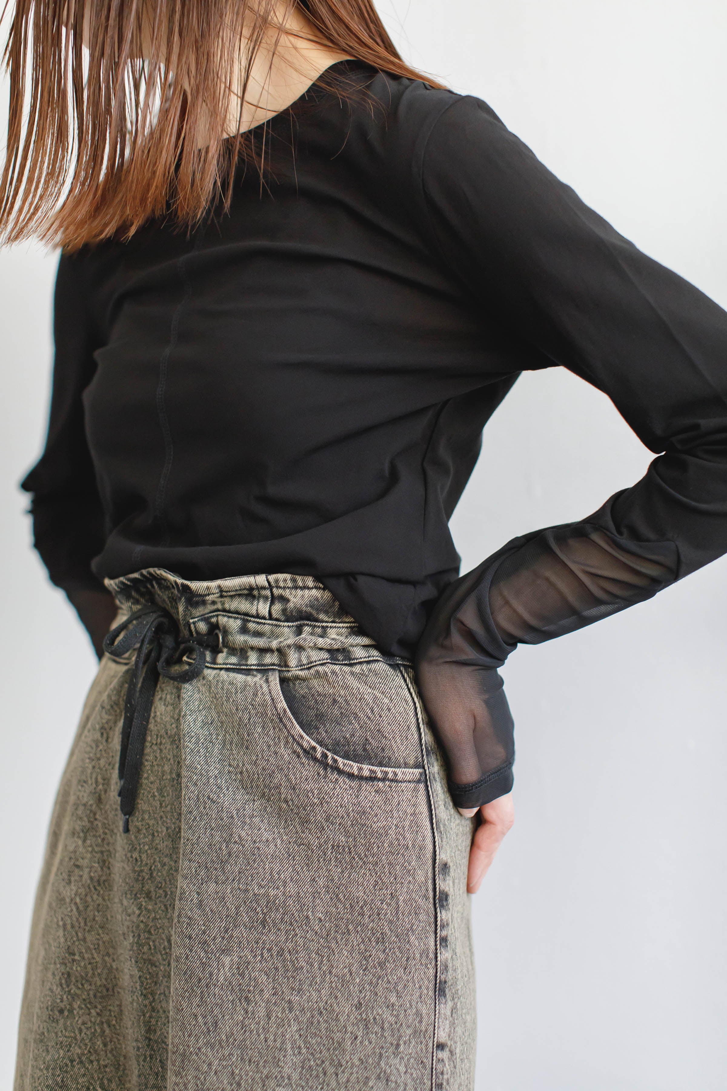 Sheer Sleeve Tight Tops