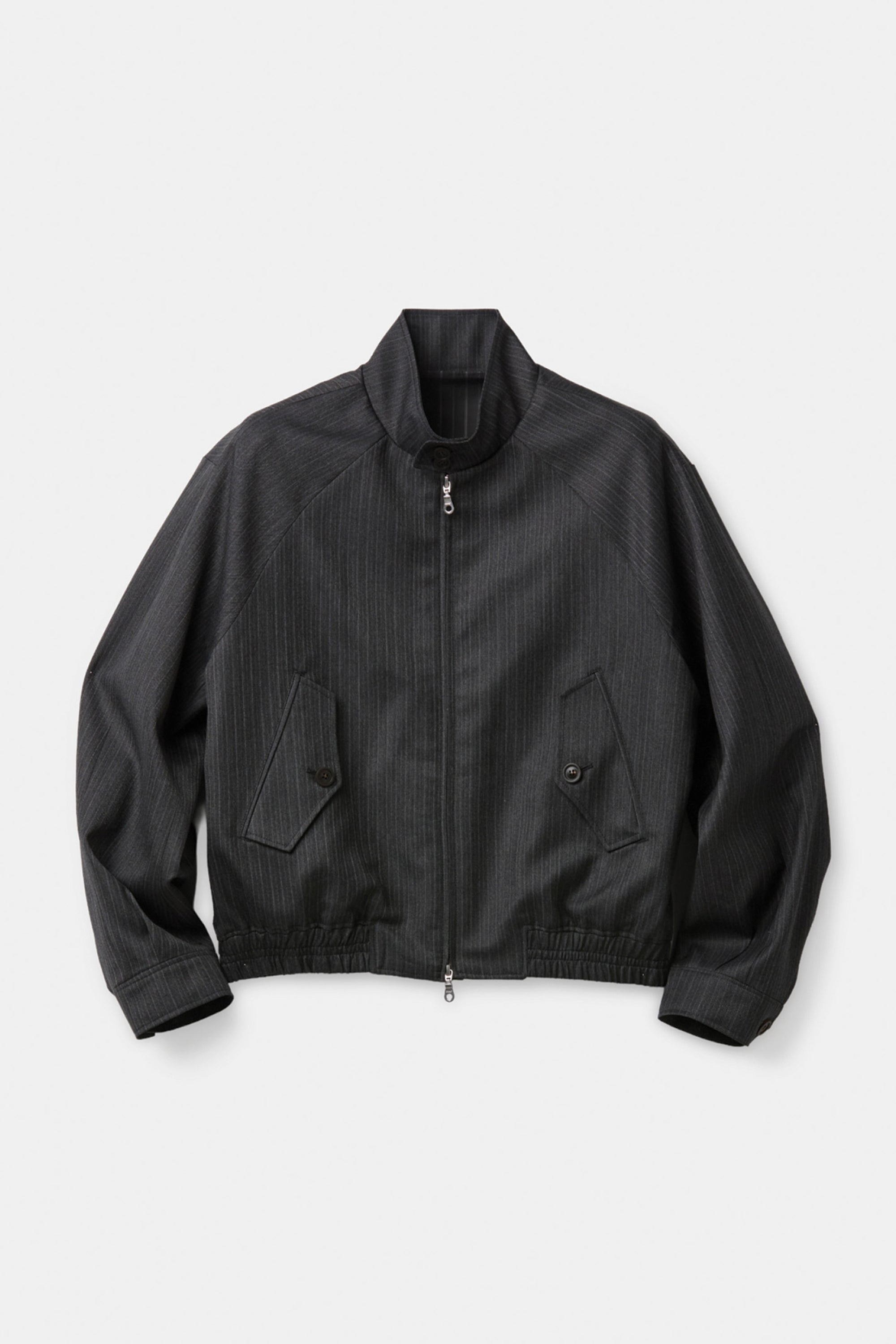 STRIPED WOOL BLEND HARRINGTON JACKET