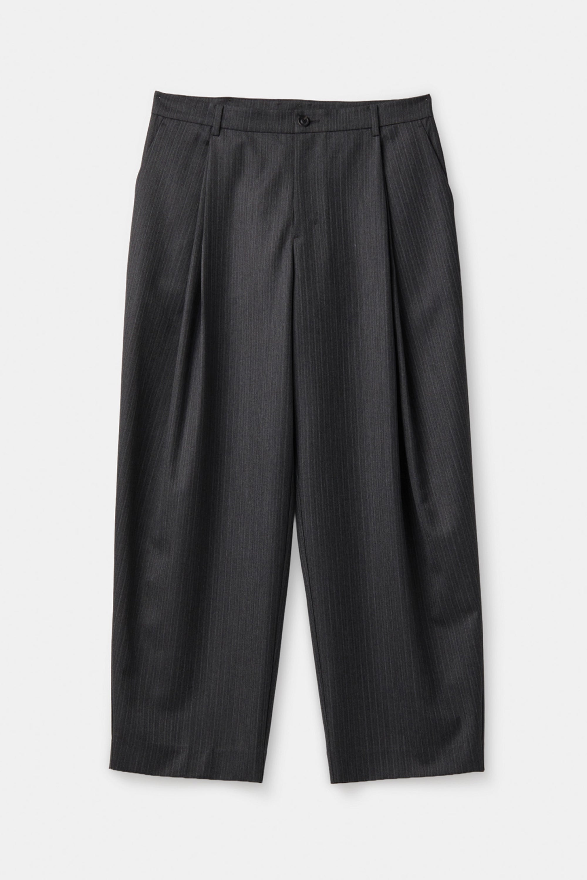 STRIPE WOOL BLEND PLEATED TROUSERS