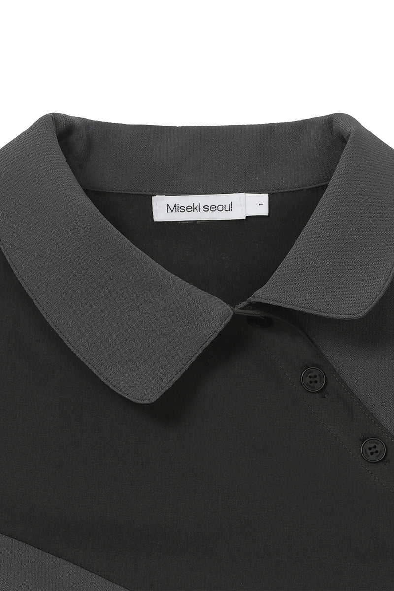 Diagonal placket layered shirt