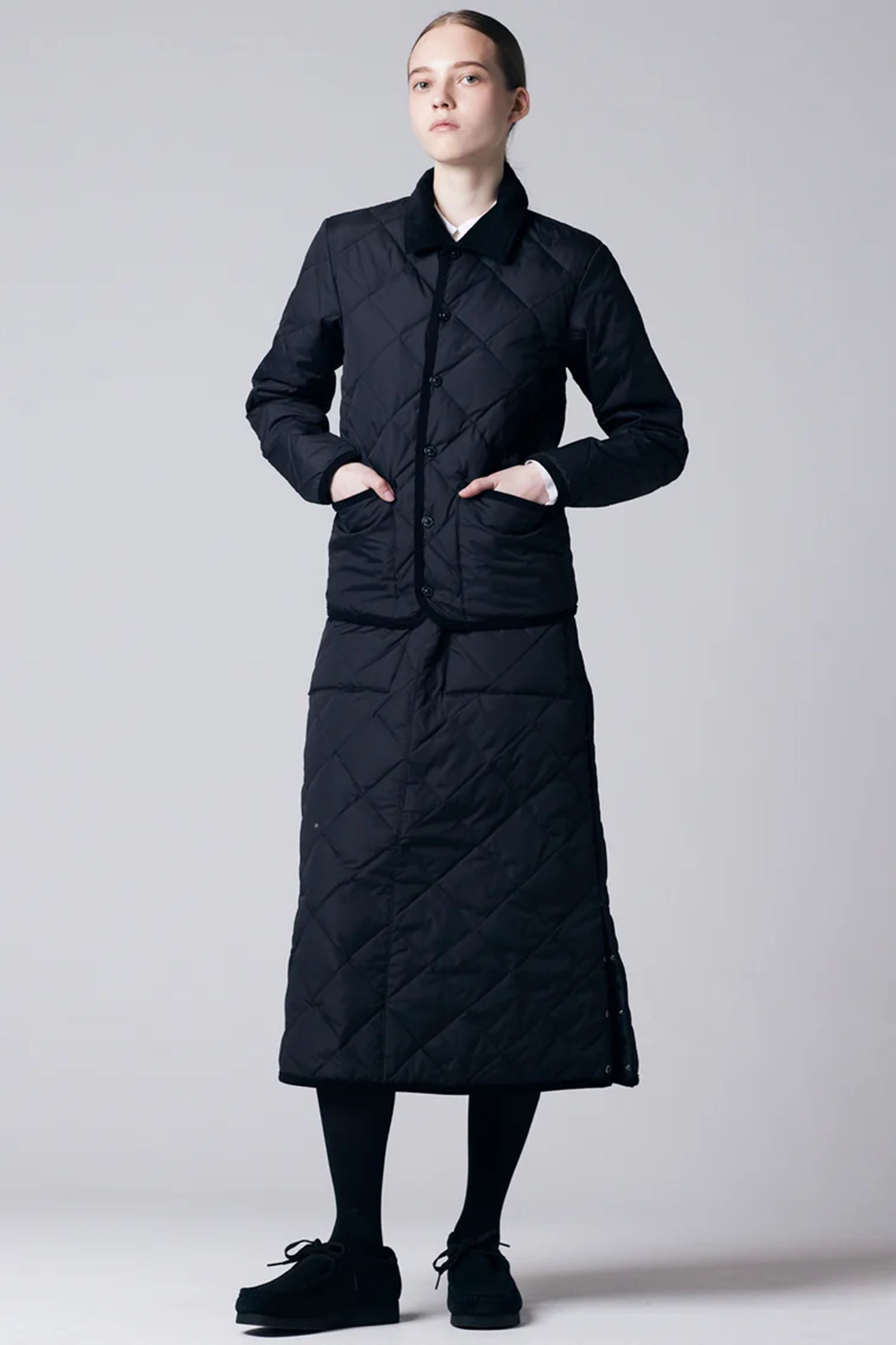 CITY "PIPING COLLAR" DOWN CARDIGAN