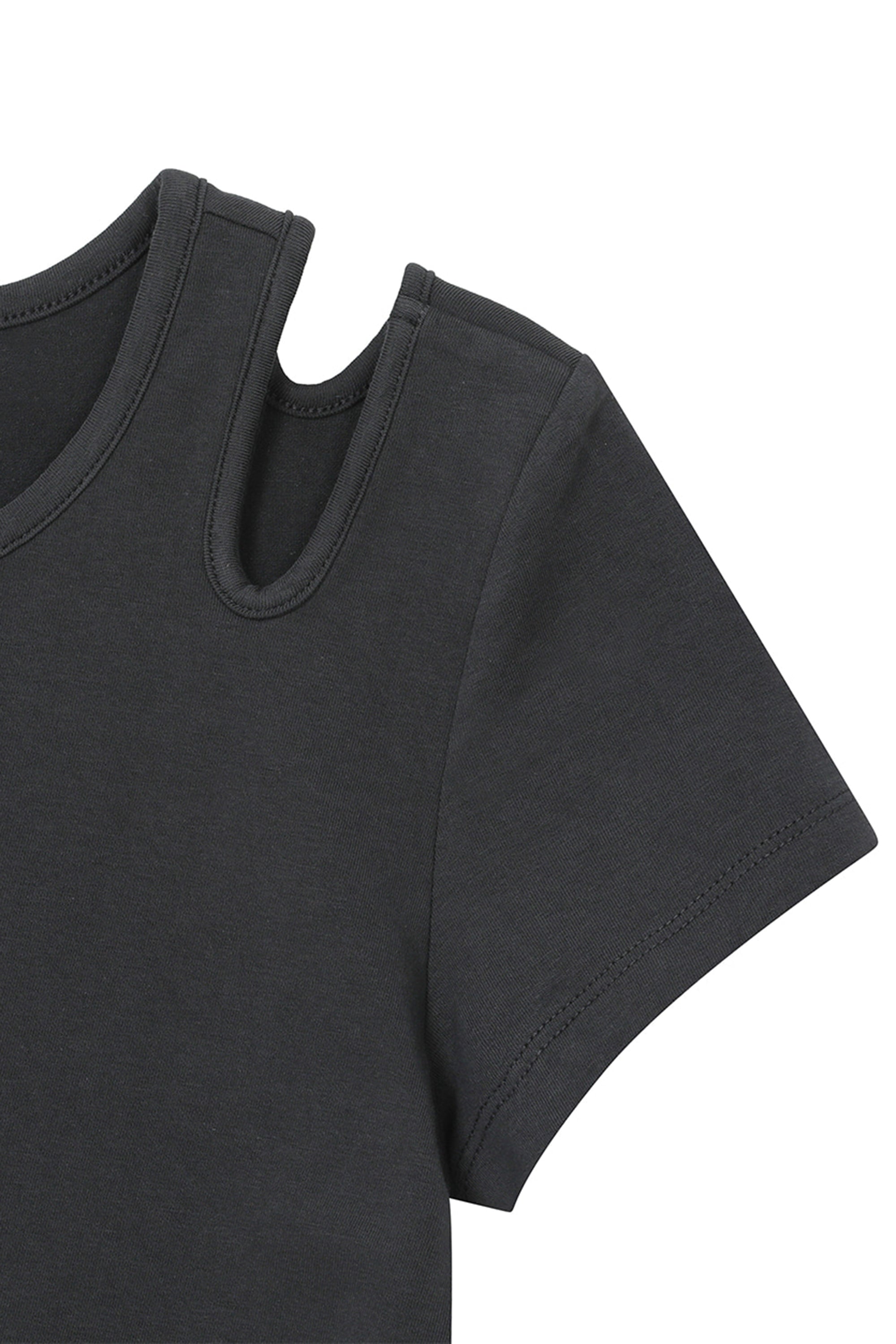 Cutout shirring layered short sleeve