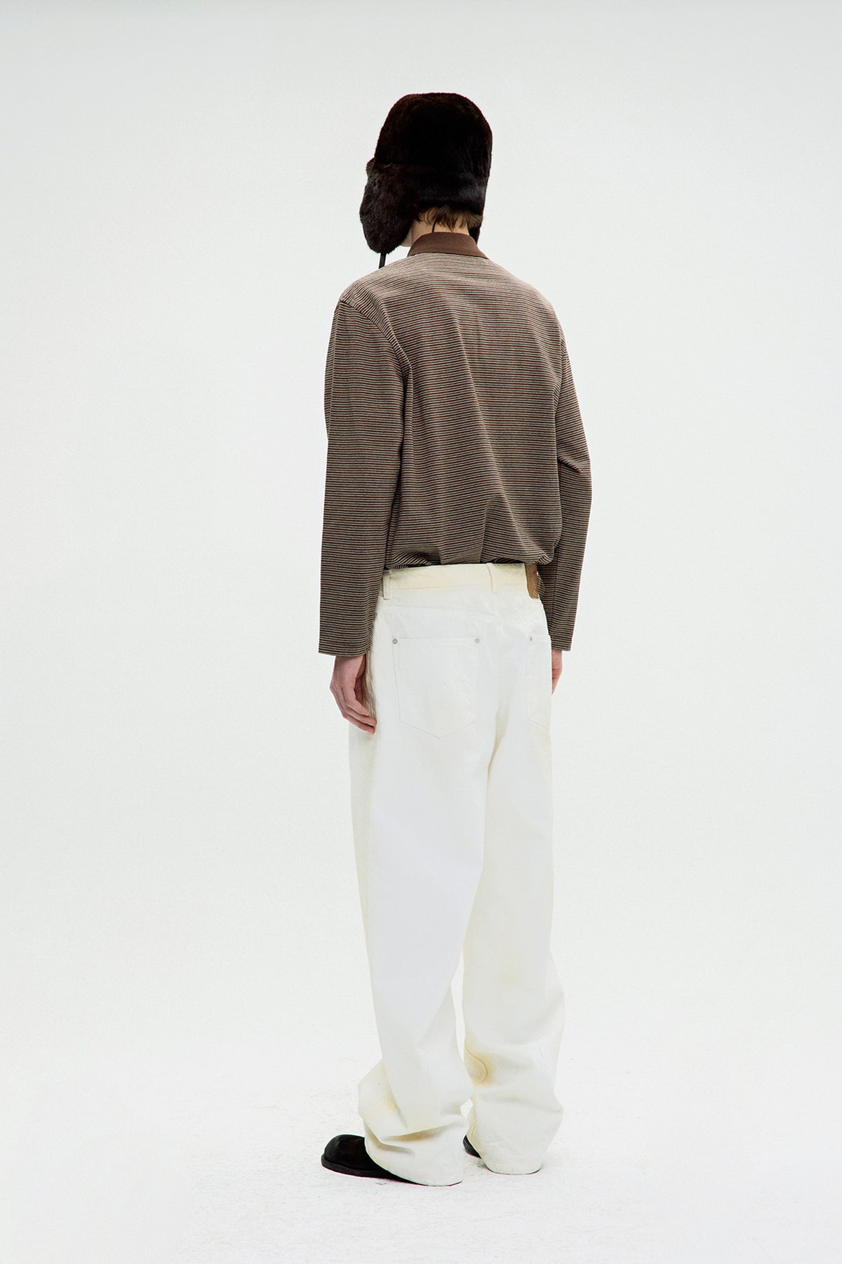 Multi pin pique polo long sleeve (Brown)