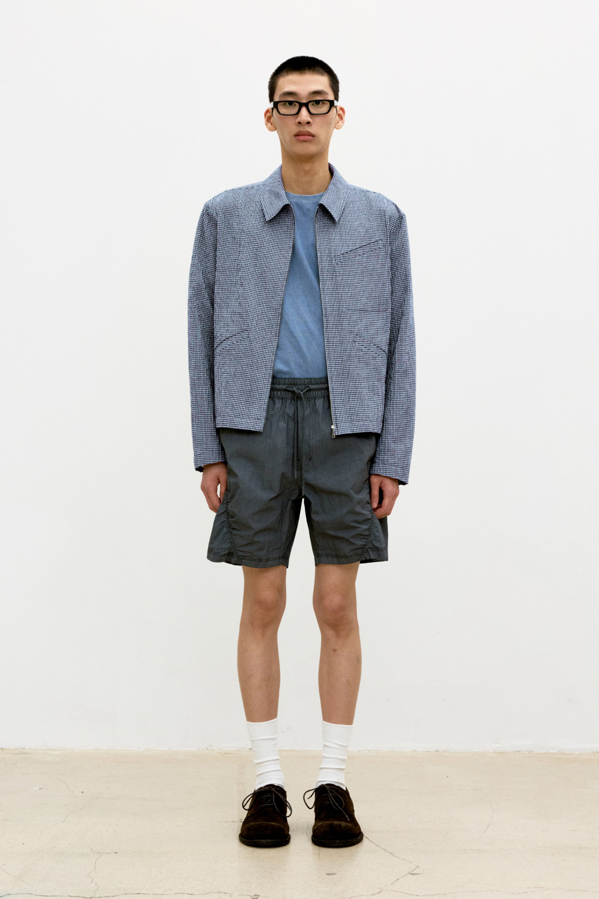 MICRO CHECK SHIRT ZIP-UP