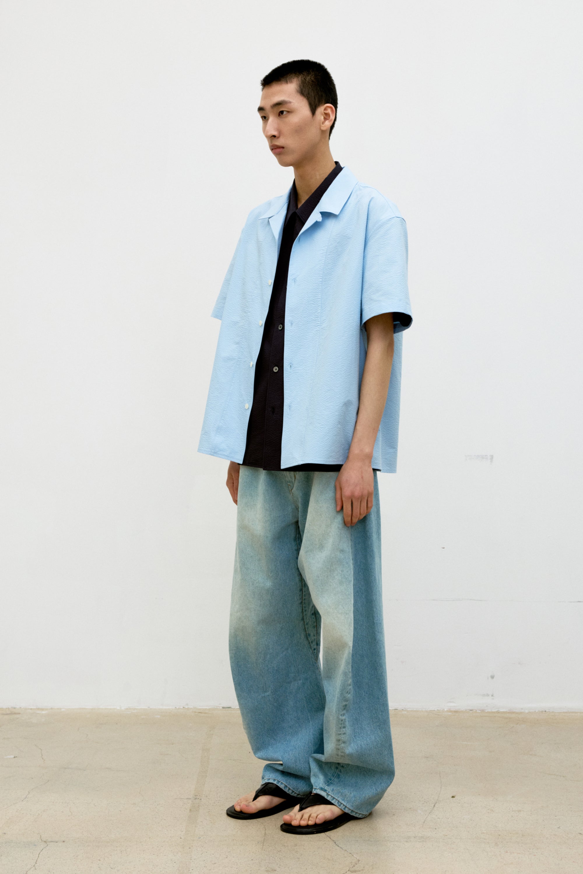 PANEL LINE CAMP COLLAR HALF SHIRT