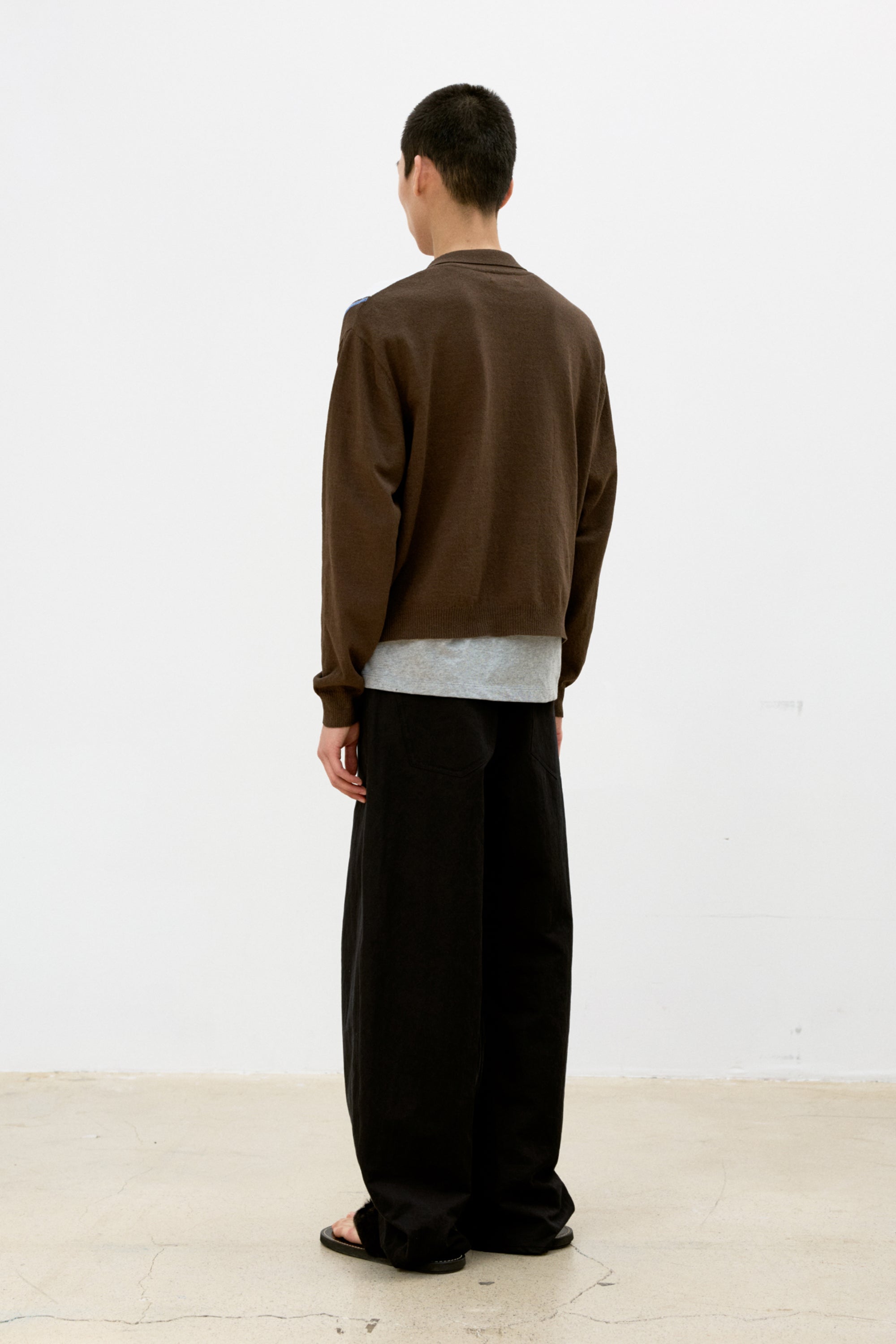 DEEP CURVED COTTON BLEND PANTS