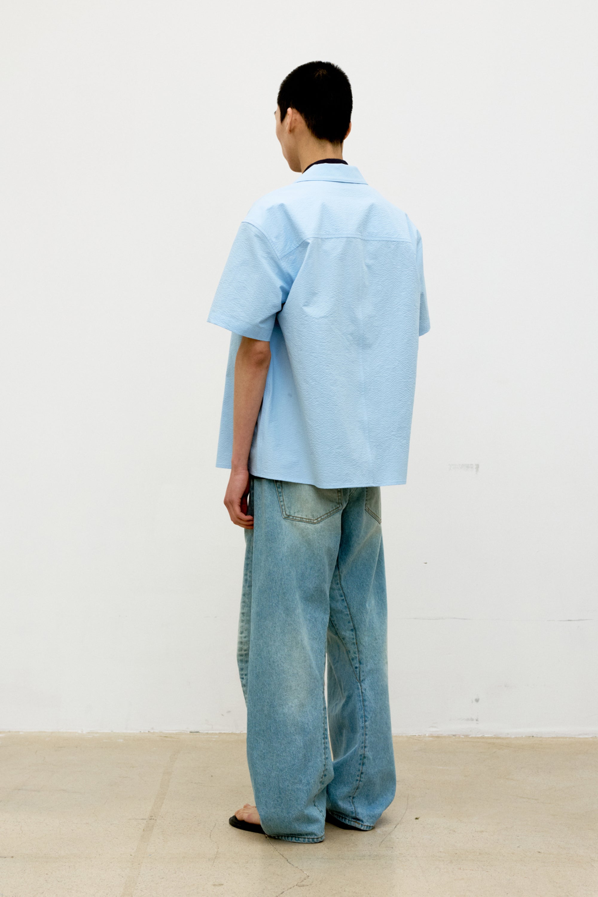PANEL LINE CAMP COLLAR HALF SHIRT