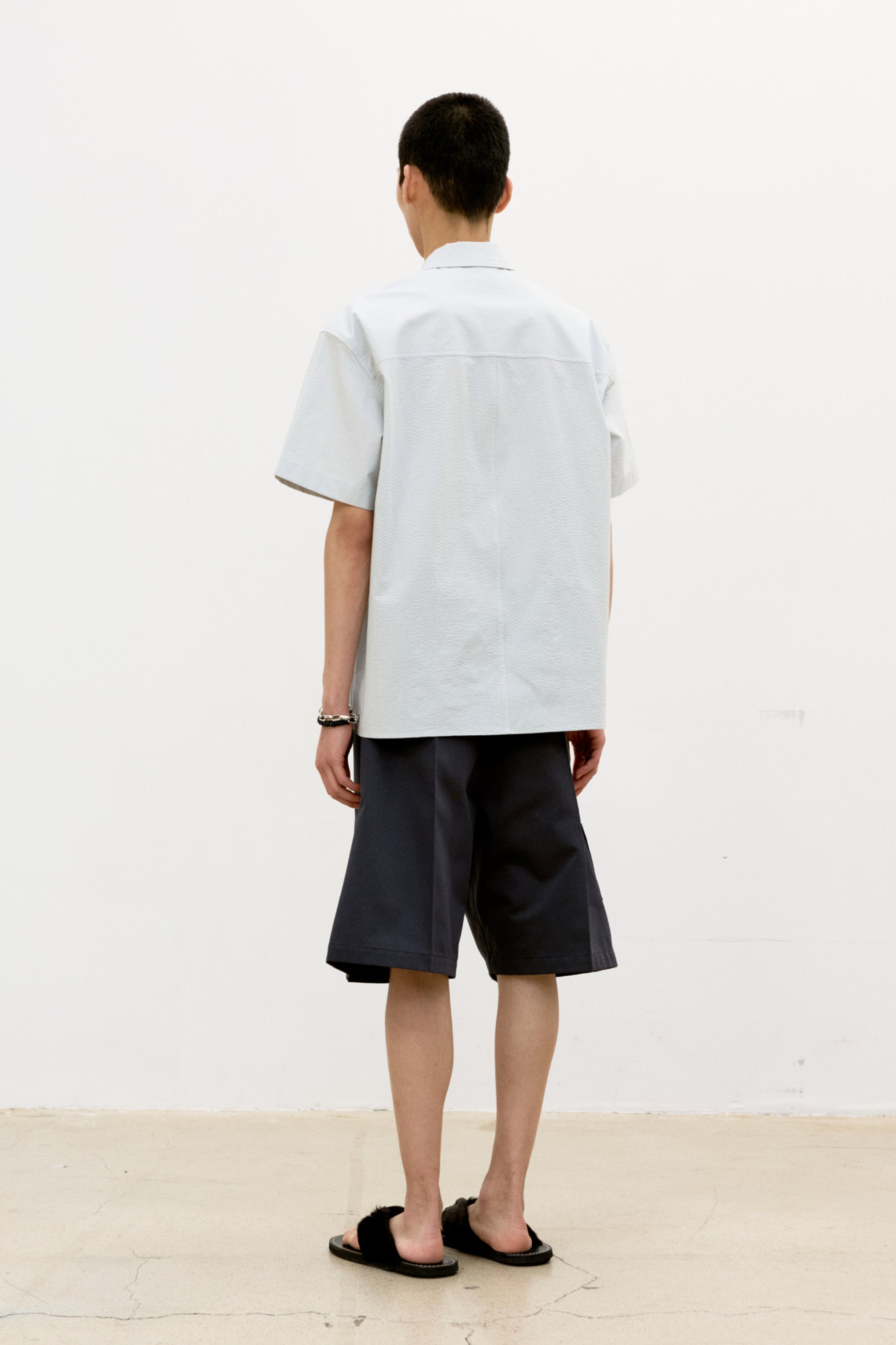 PANEL LINE CAMP COLLAR HALF SHIRT