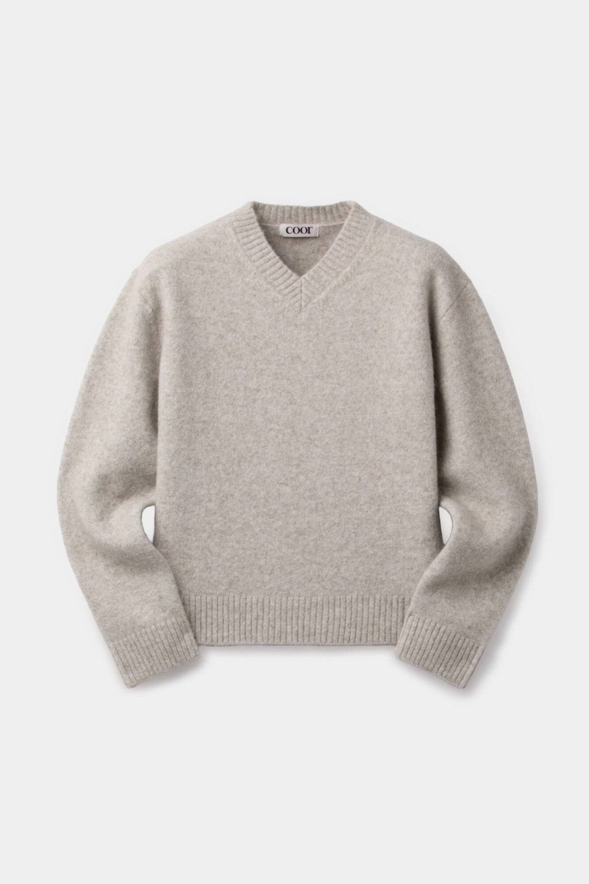 Wool blend hairy v-neck sweater (Ivory)