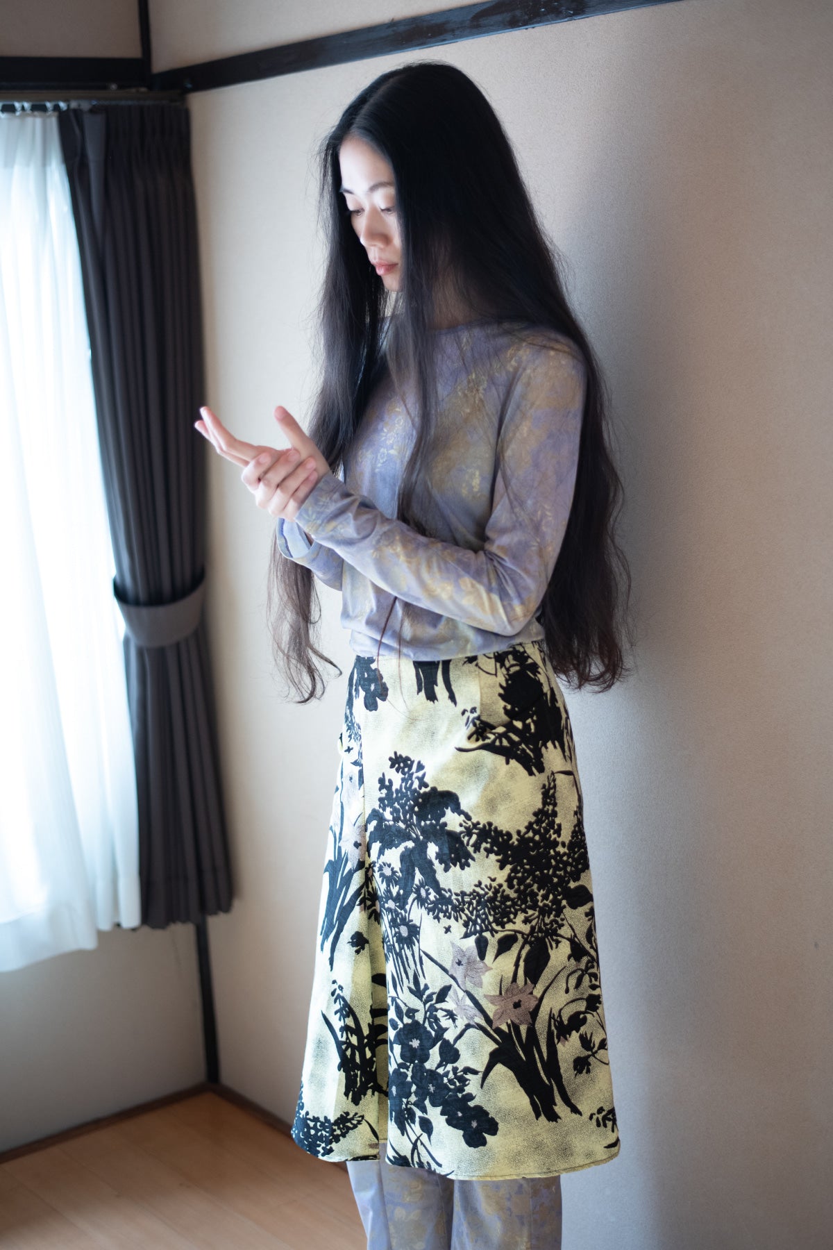 ARC SILK PRINT SKIRT