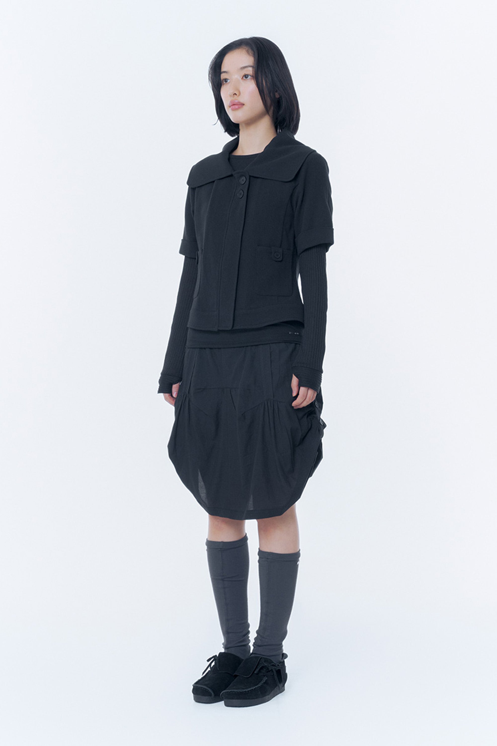 Slouchy balloon midi skirt