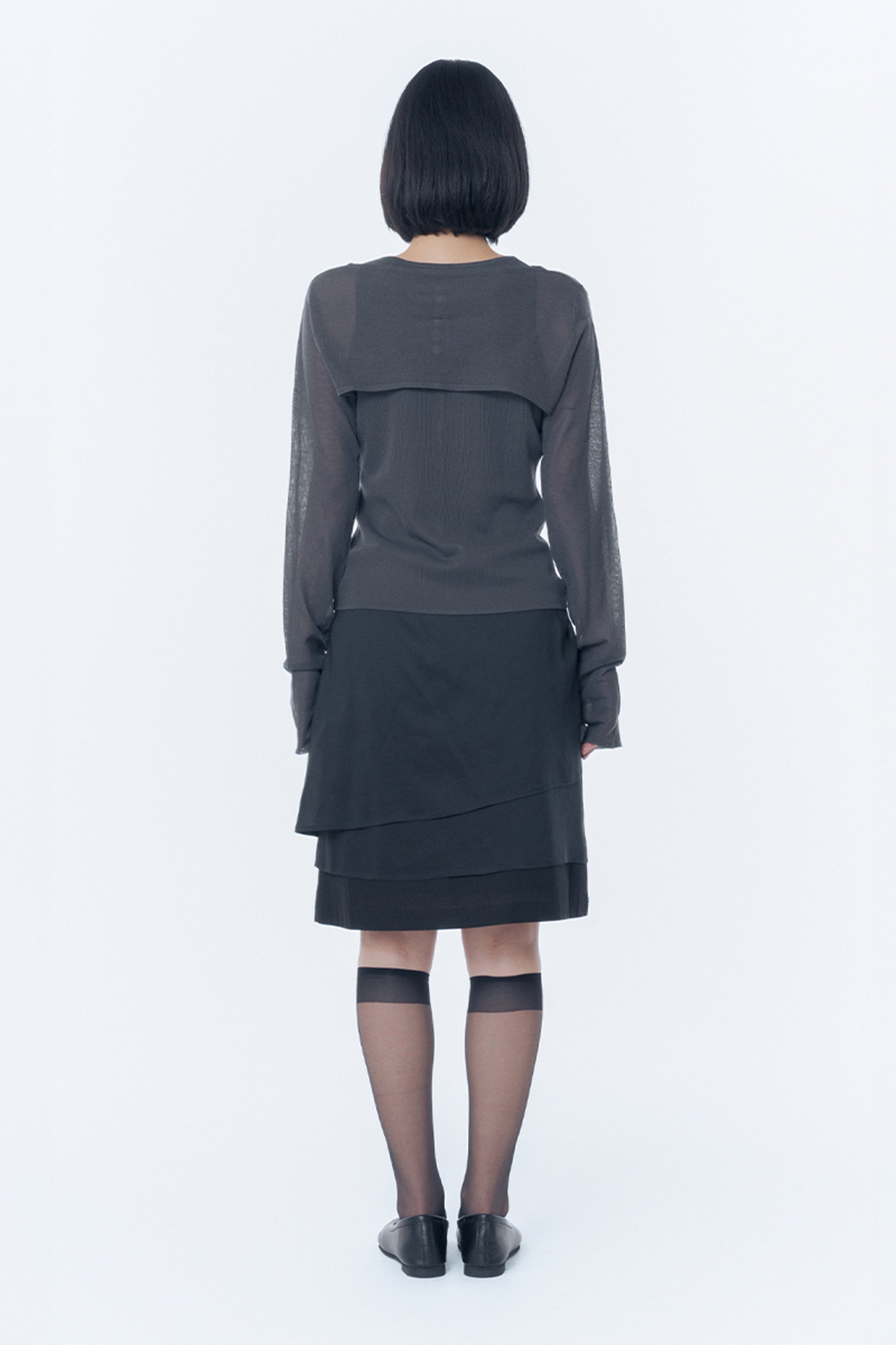 Sheer layered midi skirt