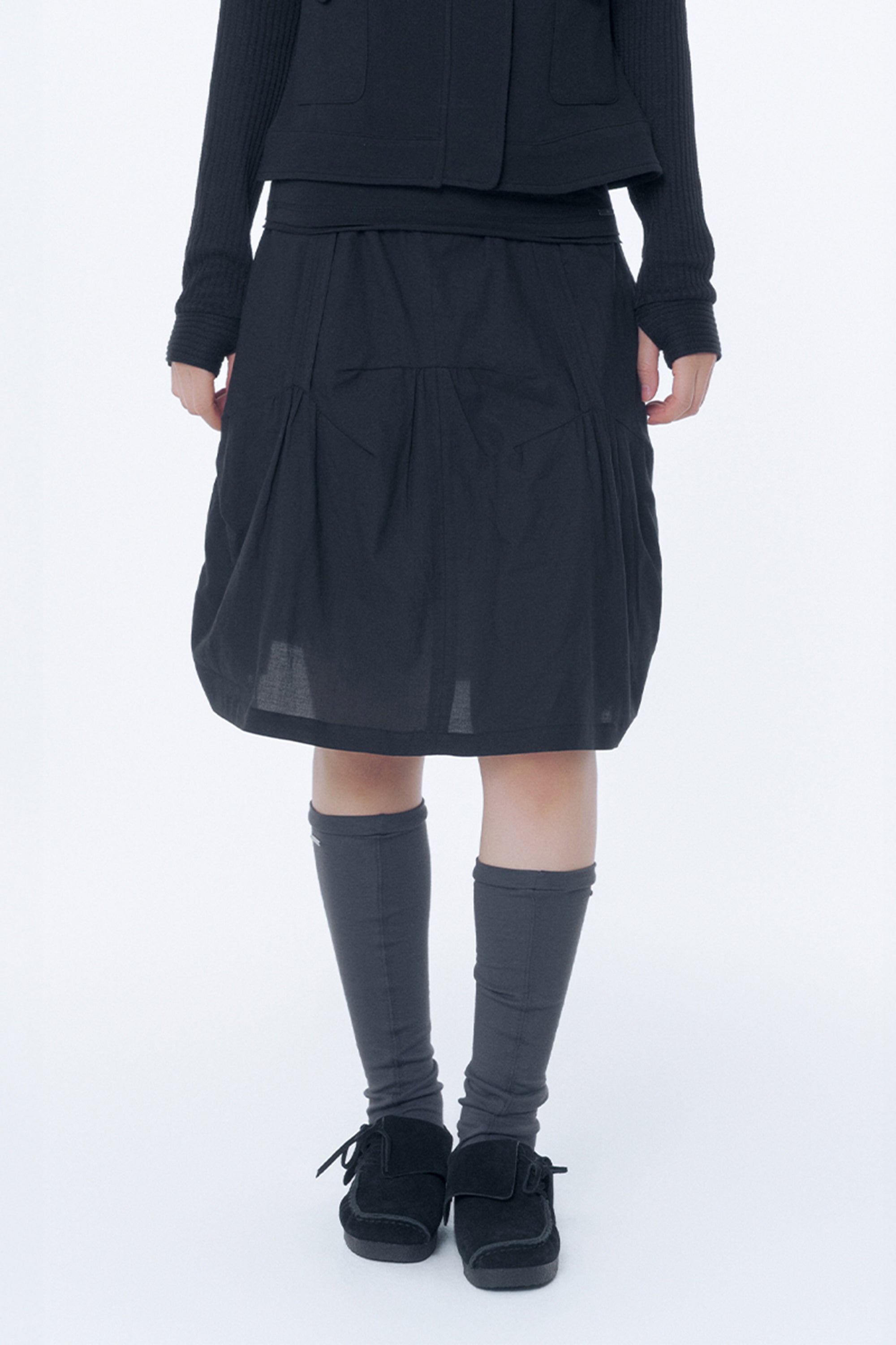 Slouchy balloon midi skirt