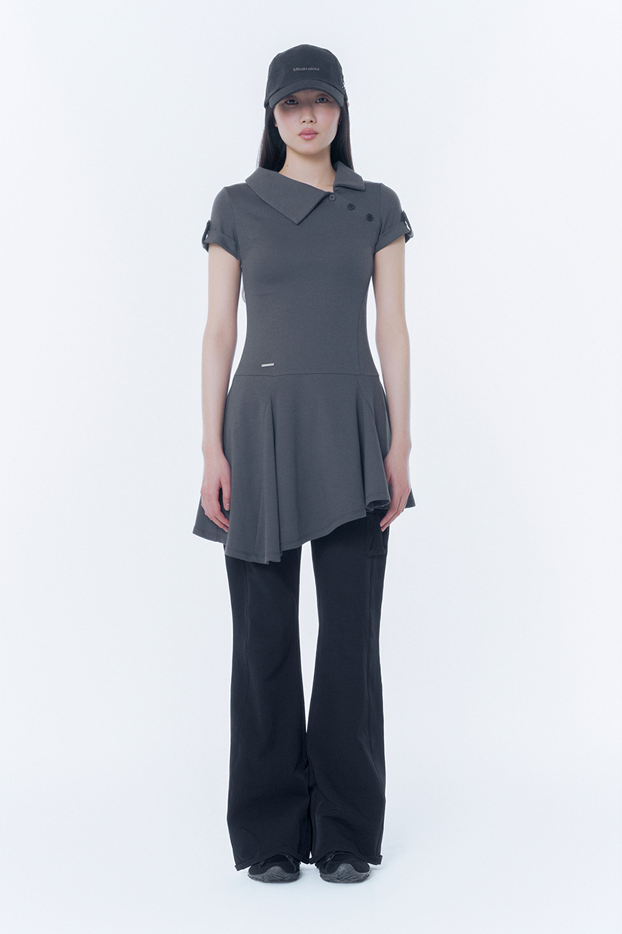 Slash button flare one piece