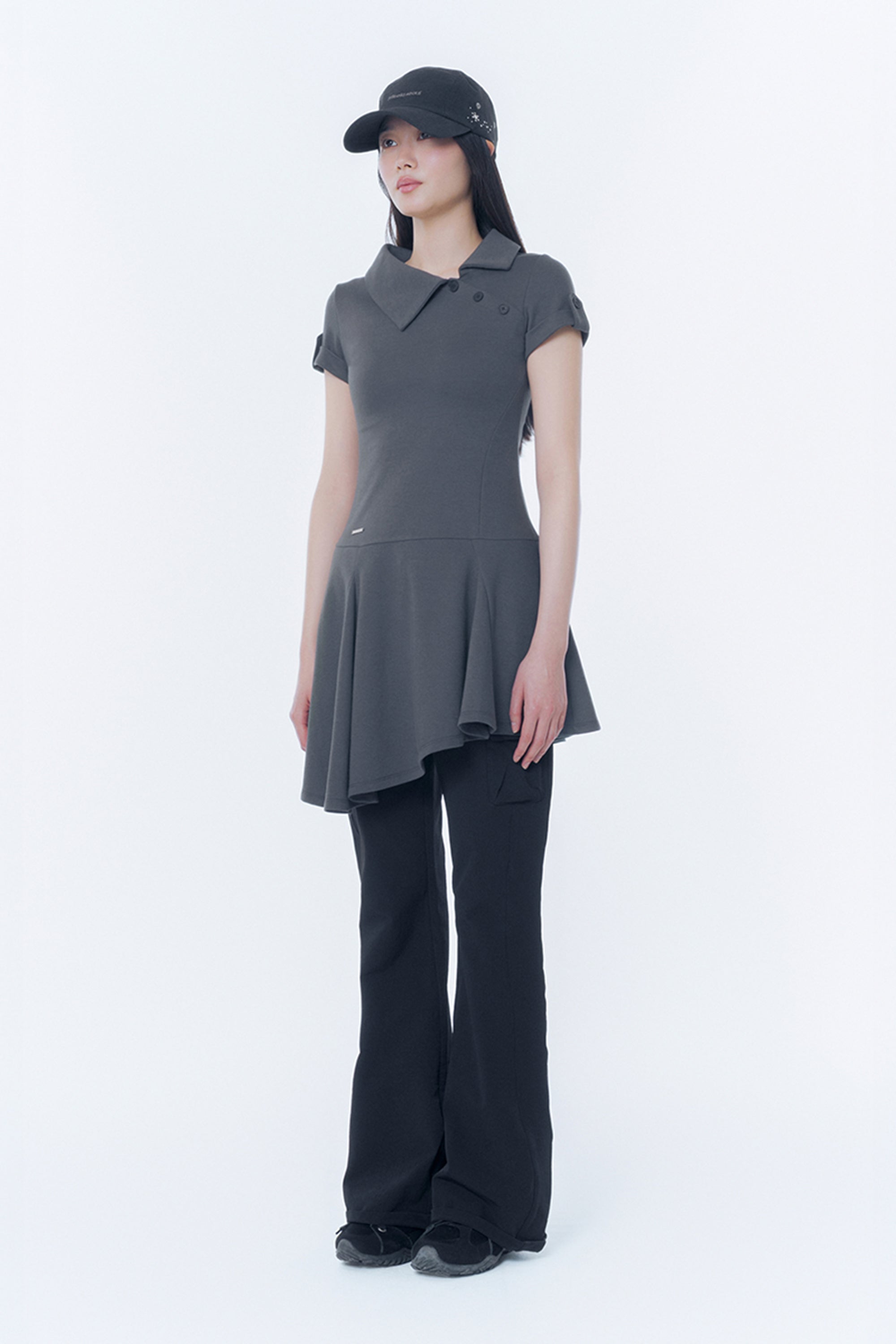 Slash button flare one piece