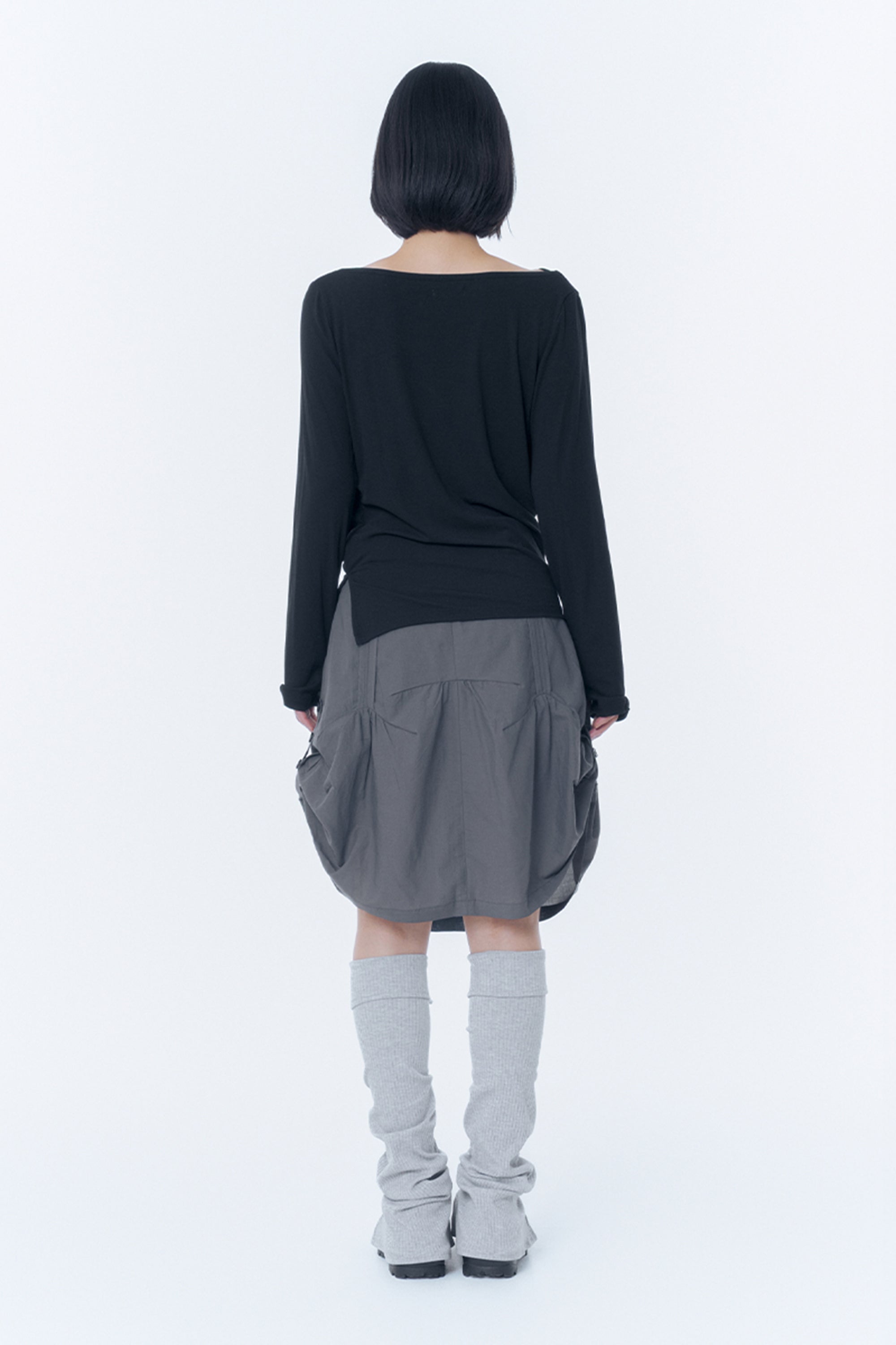Slouchy balloon midi skirt