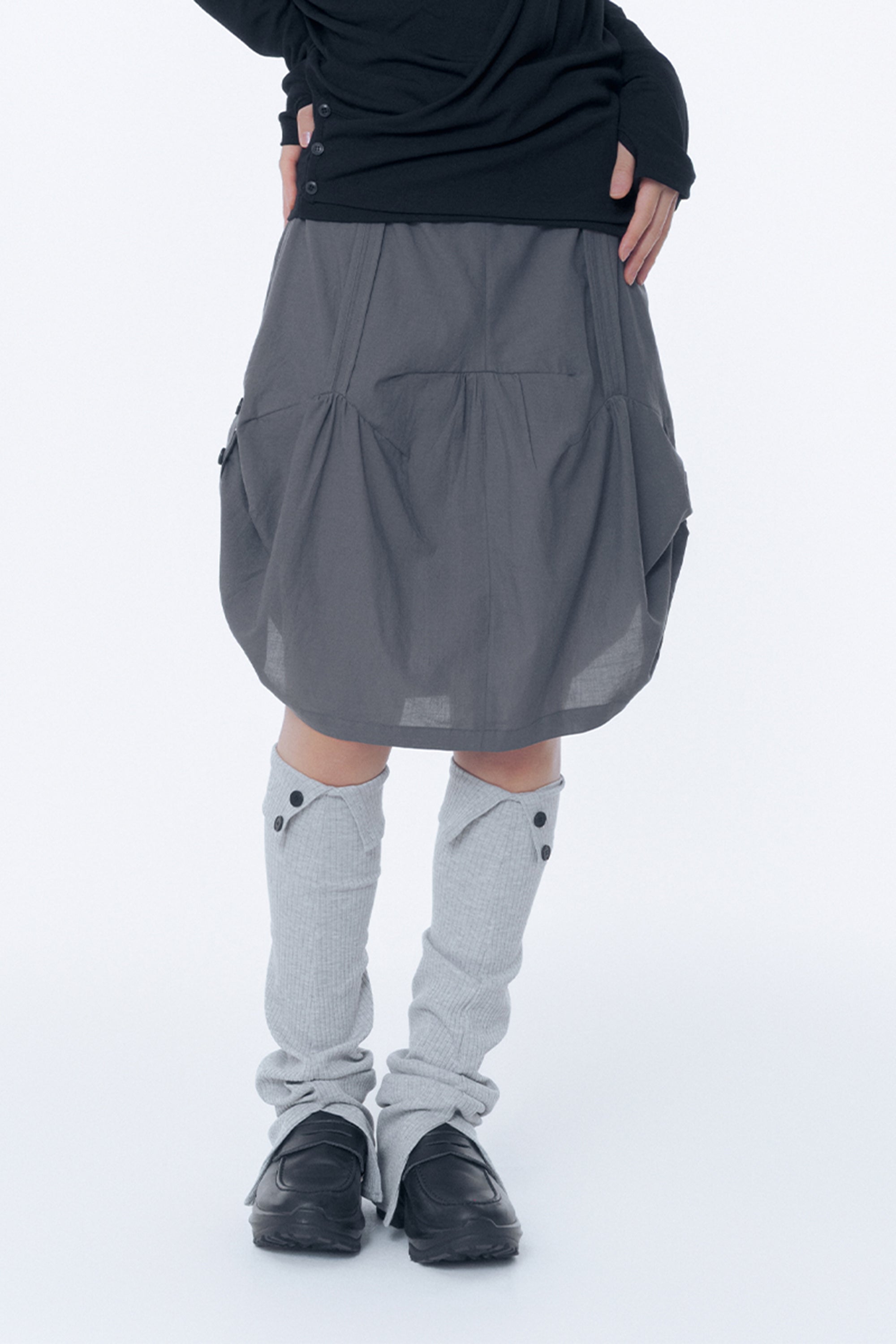 Slouchy balloon midi skirt