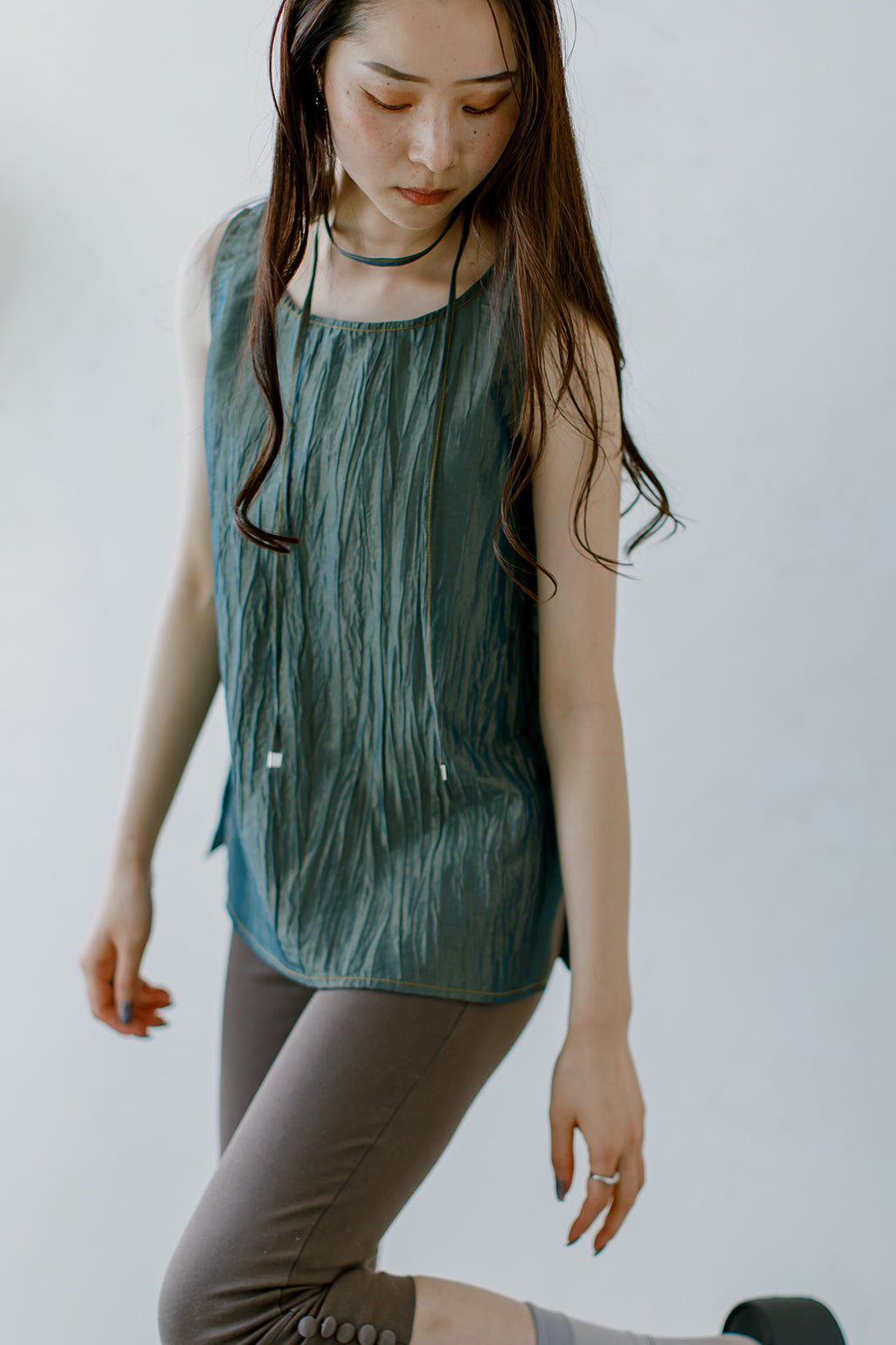 Chambray Stitch Design Tank Top
