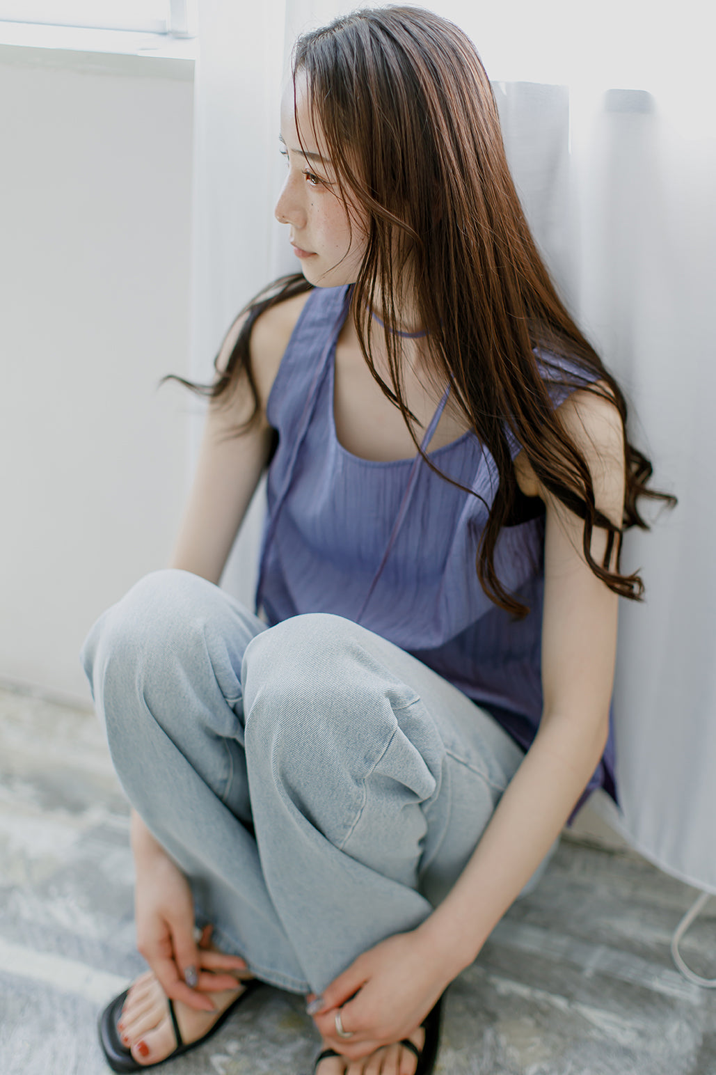 Chambray Stitch Design Tank Top