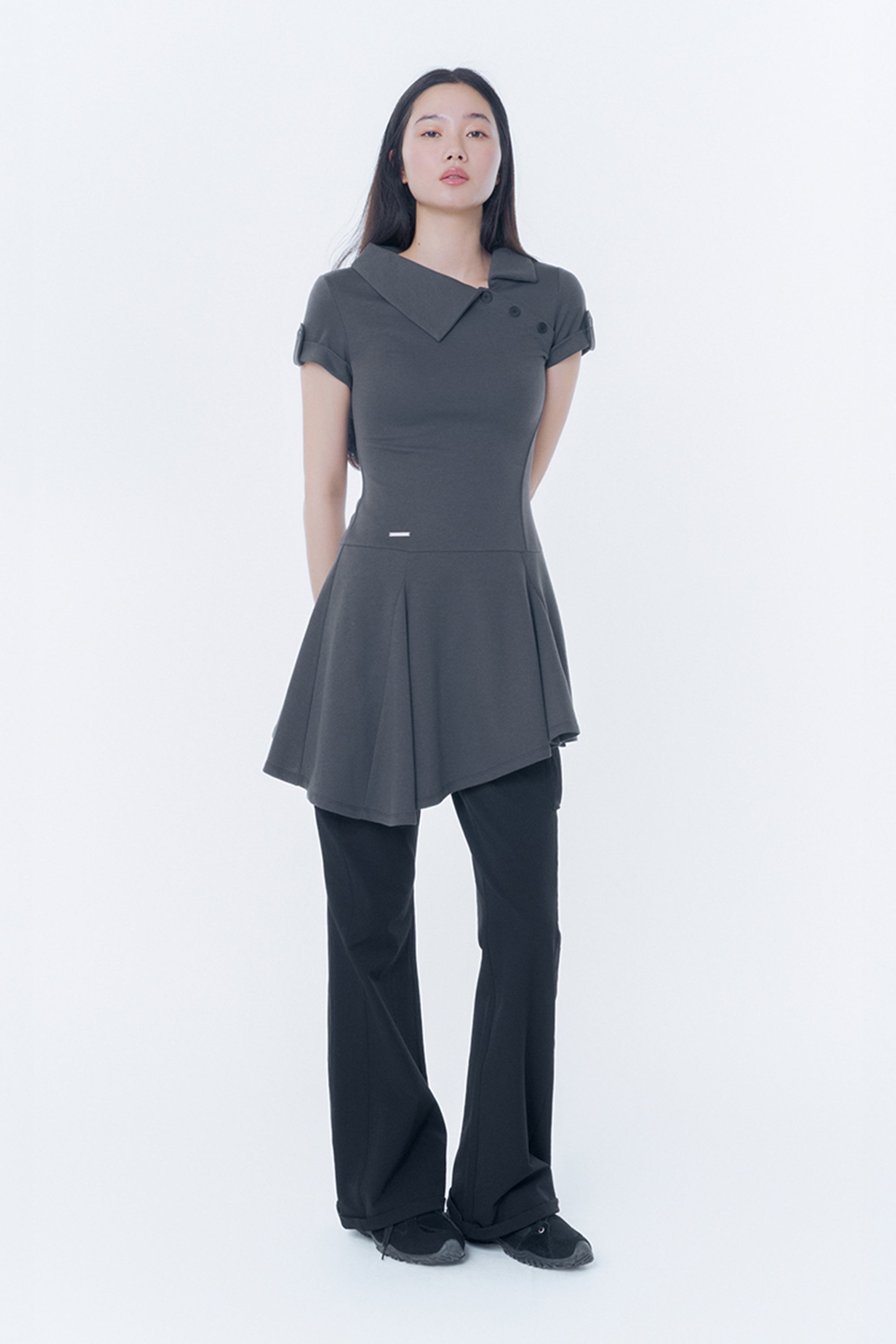 Slash button flare one piece