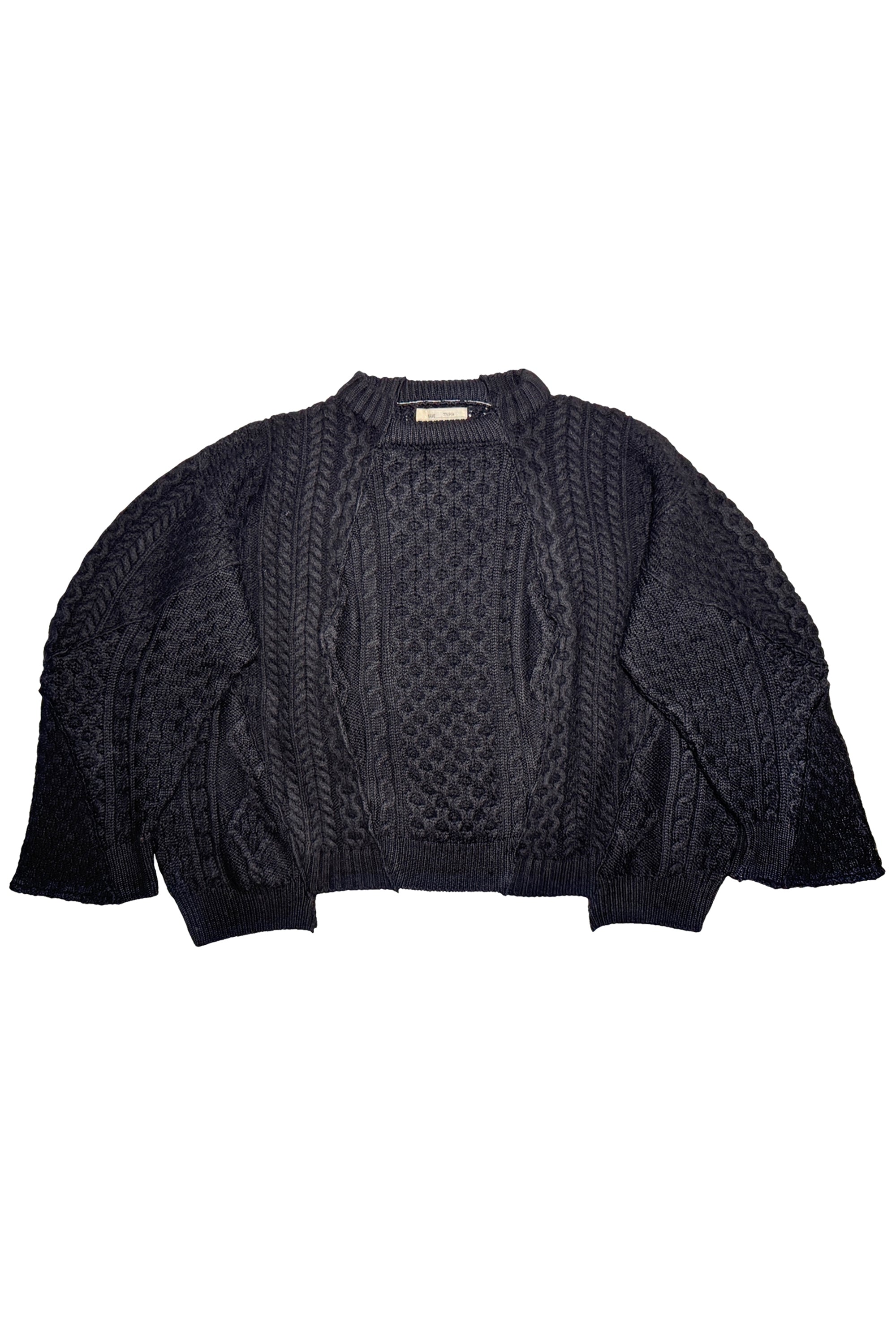 circa make track jacket cutback fisherman sweater -black-