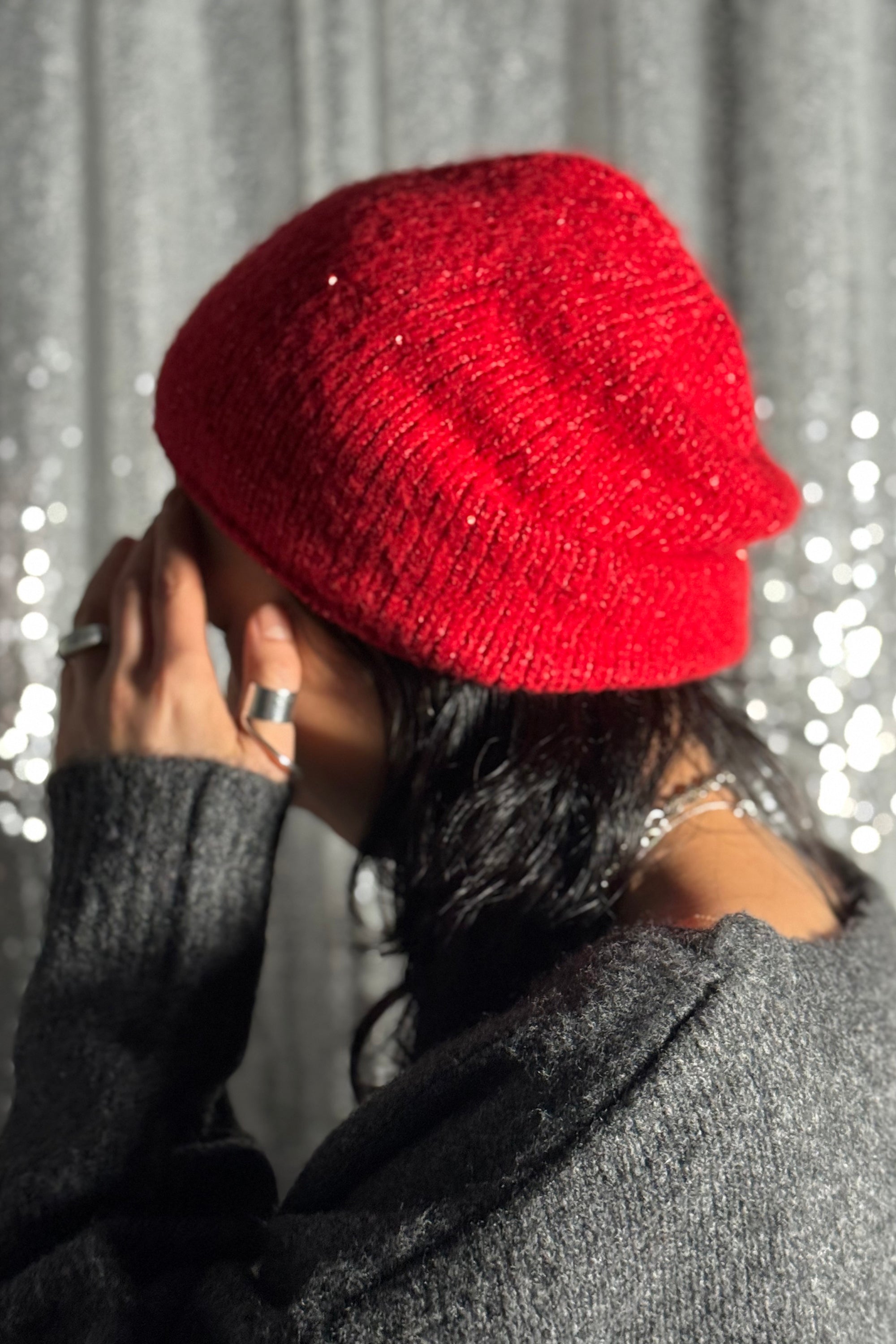 sequins knit beanie
