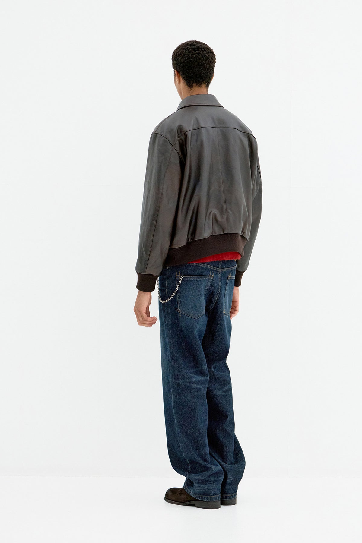 Twill wash brushed jeans (Washed indigo)