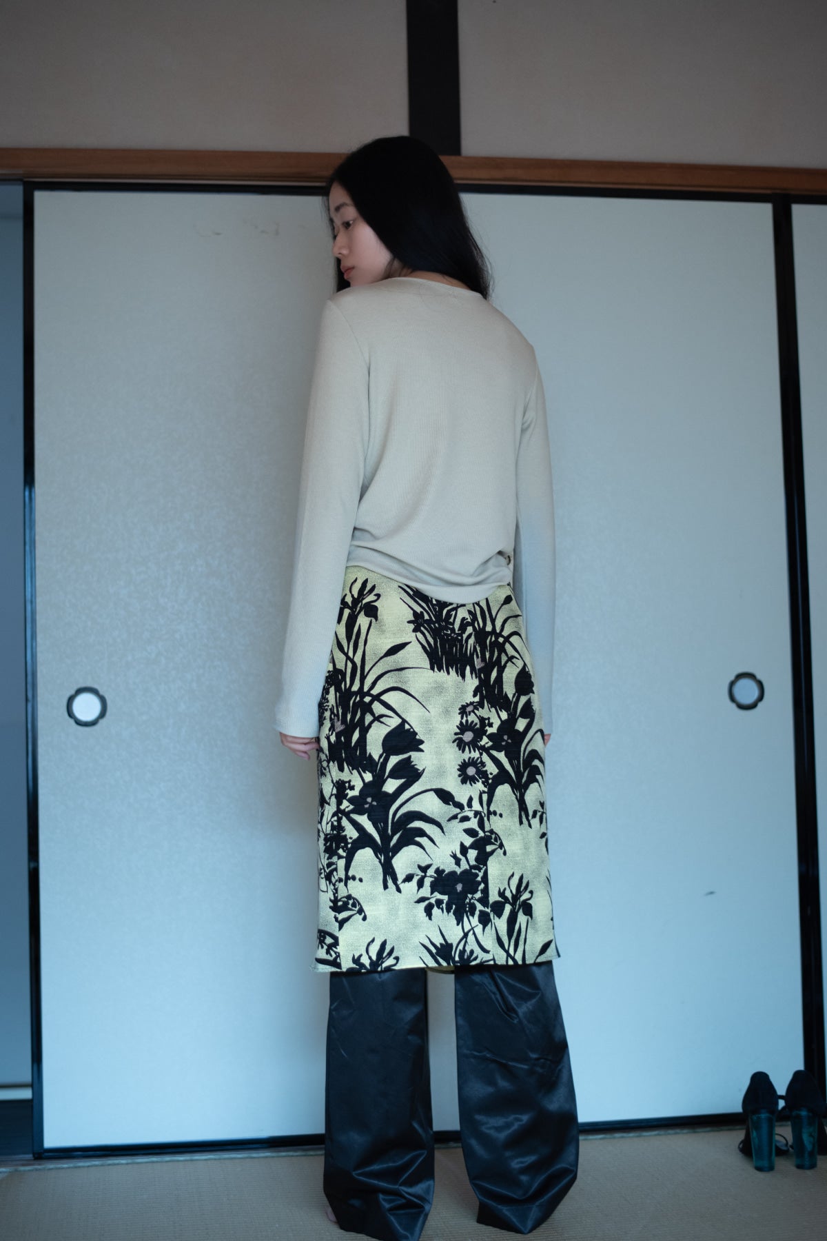 ARC SILK PRINT SKIRT