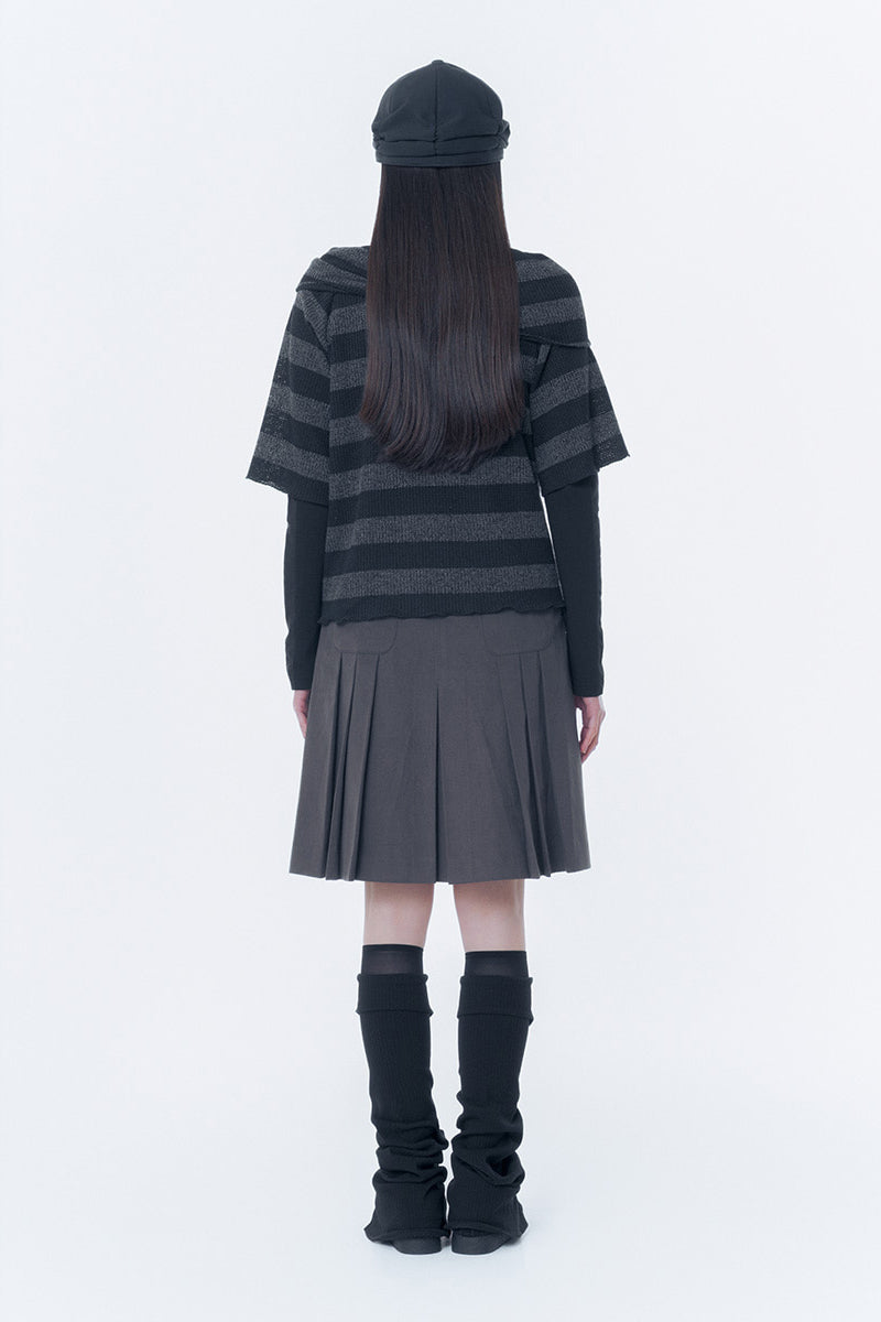 Diagonal crochet knit top STRIPE