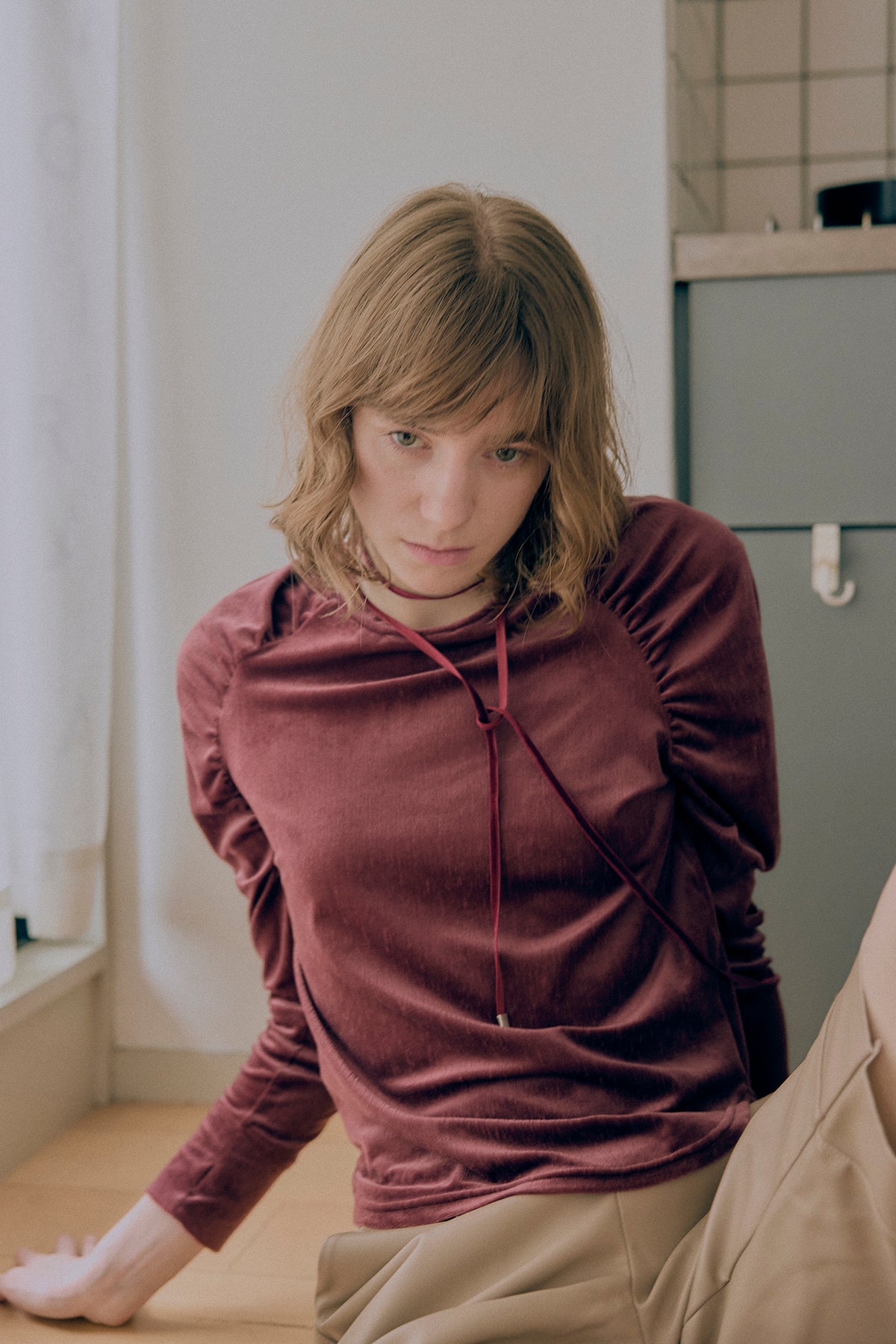 Velour Raglan Gather Tops
