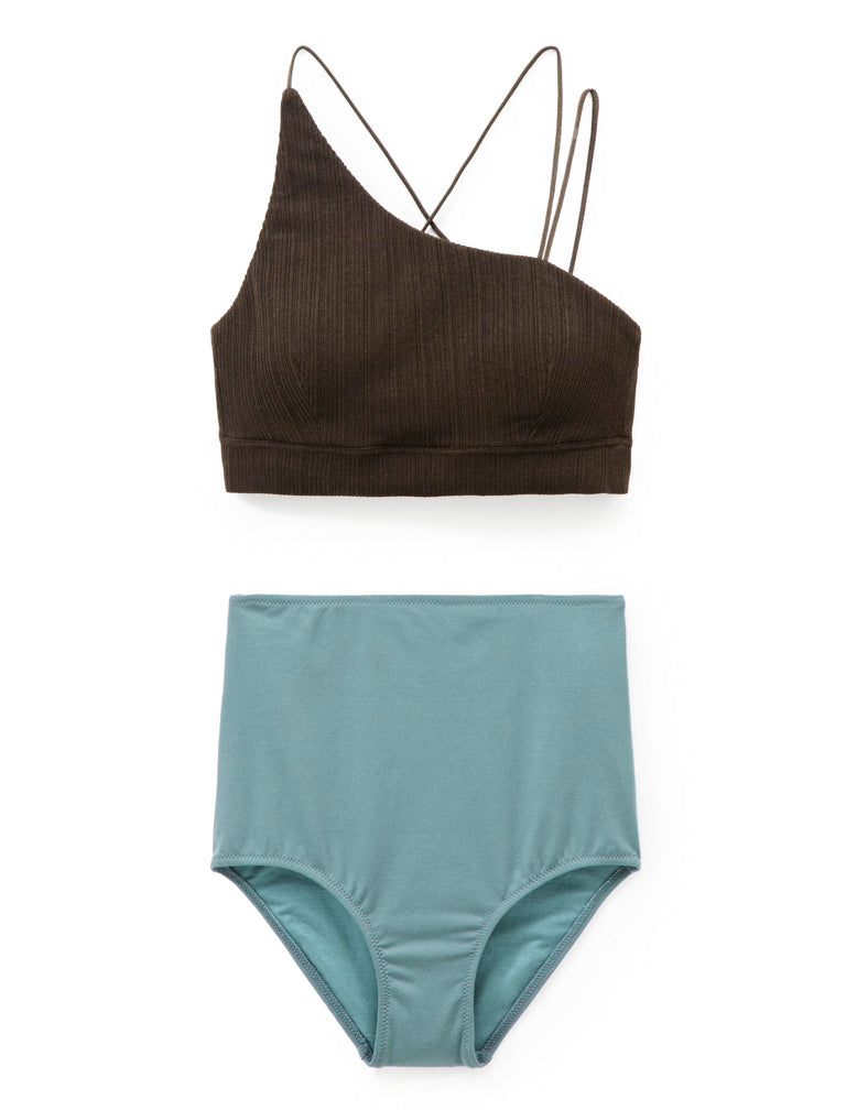 〔SALT+JAPAN〕Asymmetric Design Swimwear / BROWN