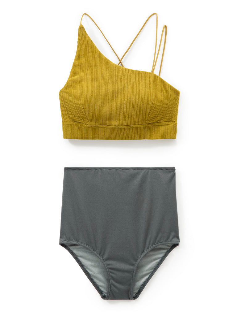 〔SALT+JAPAN〕Asymmetric Design Swimwear / MUSTARD