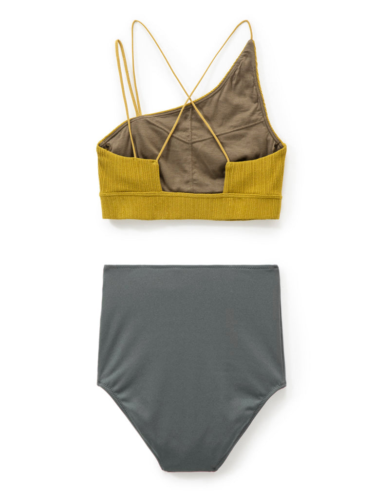 〔SALT+JAPAN〕Asymmetric Design Swimwear / MUSTARD