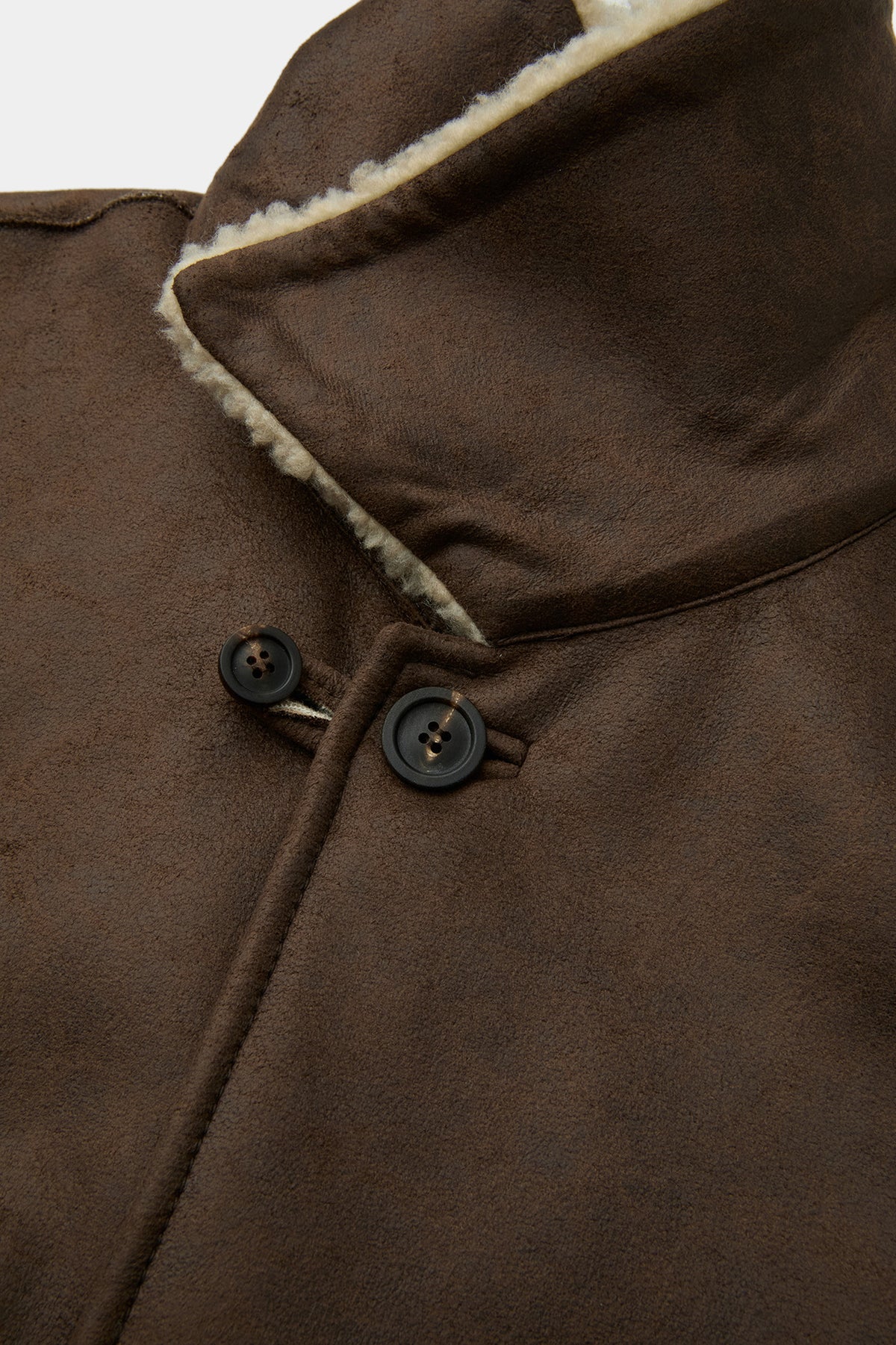 Linking binding fake shearling half coat (Brown)
