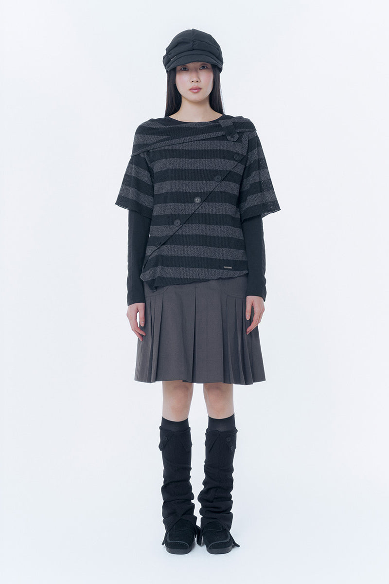 Diagonal crochet knit top STRIPE