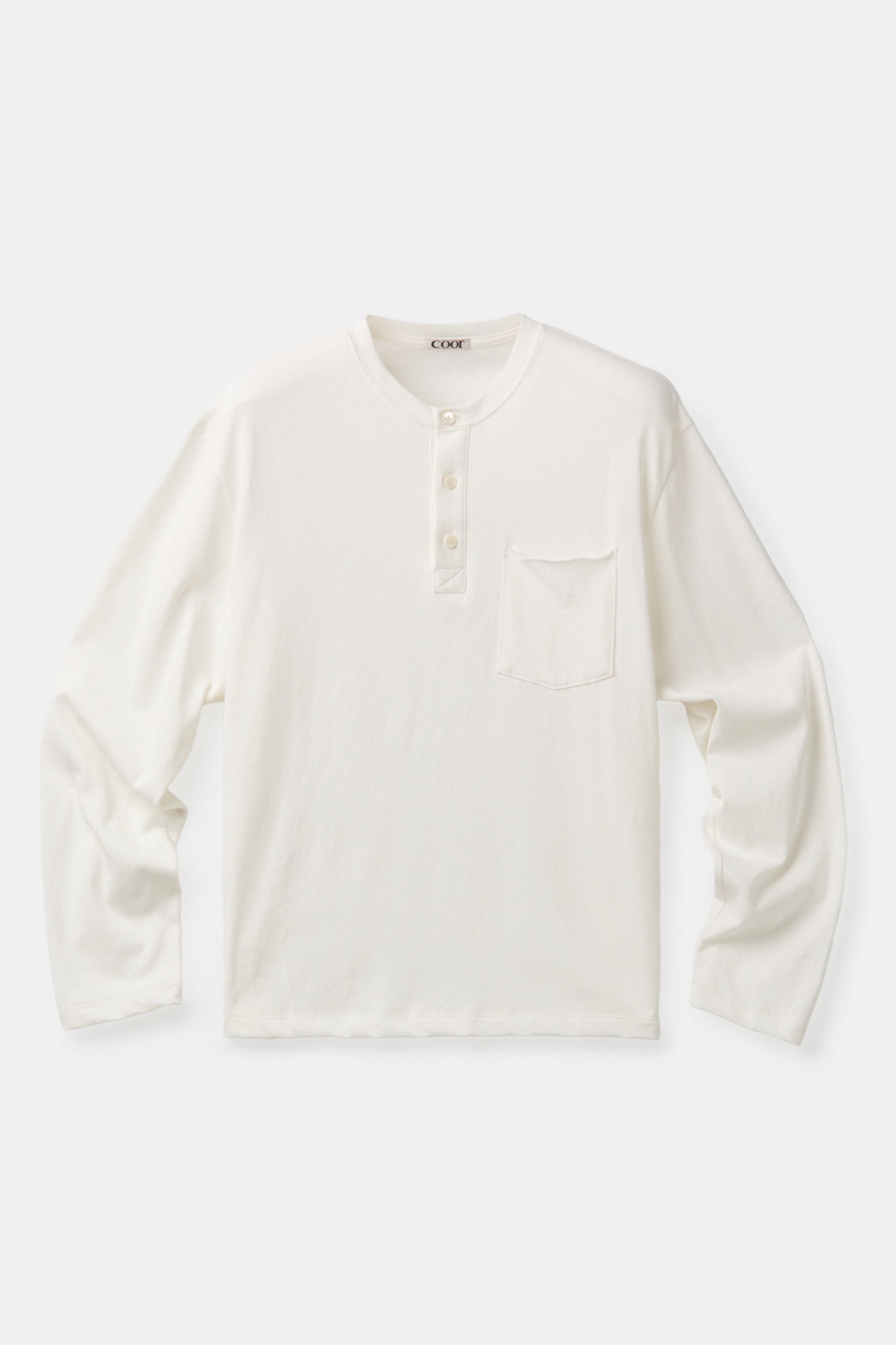 ONE-POCKET LONG SLEEVE HENLEY T-SHIRT