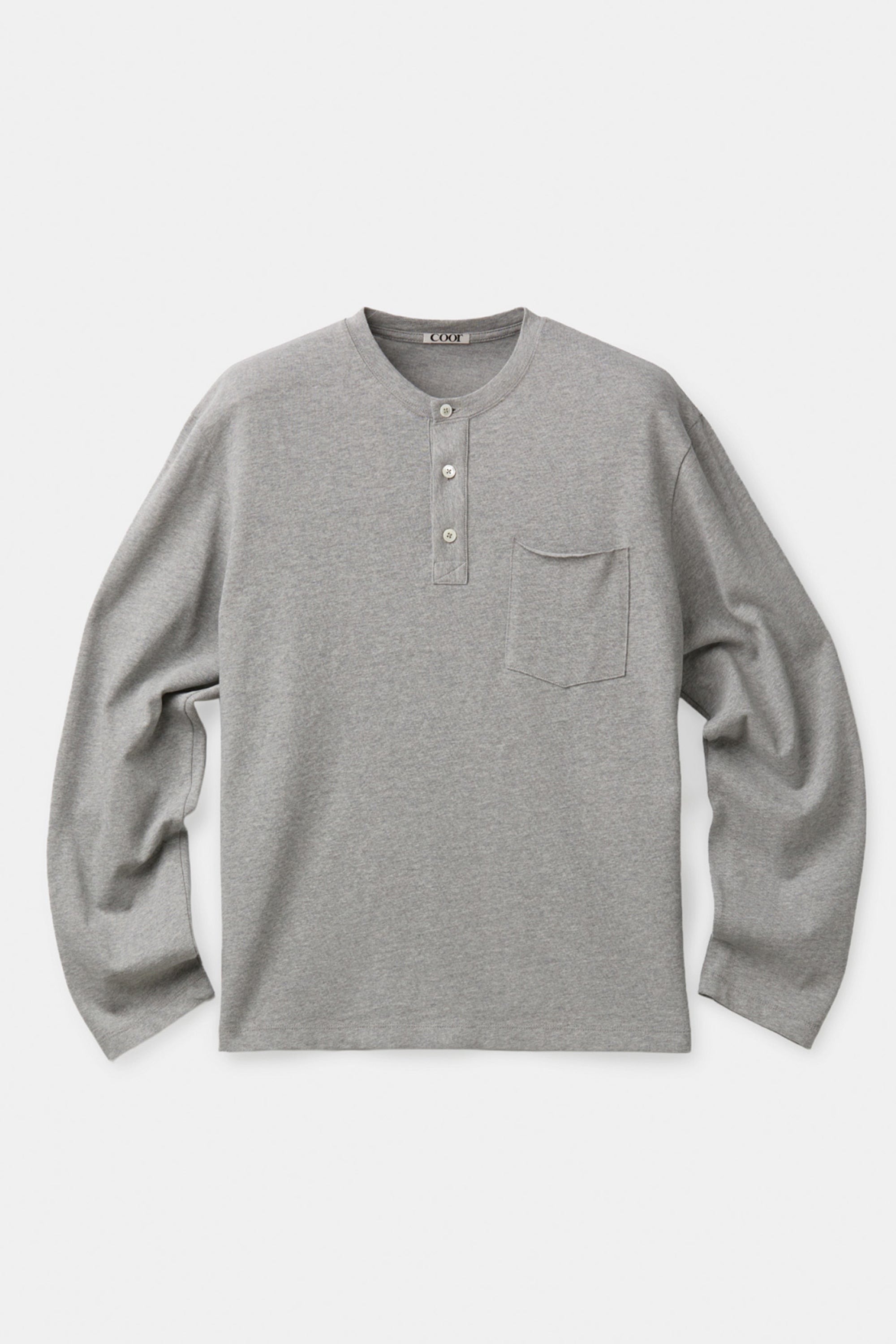 ONE-POCKET LONG SLEEVE HENLEY T-SHIRT