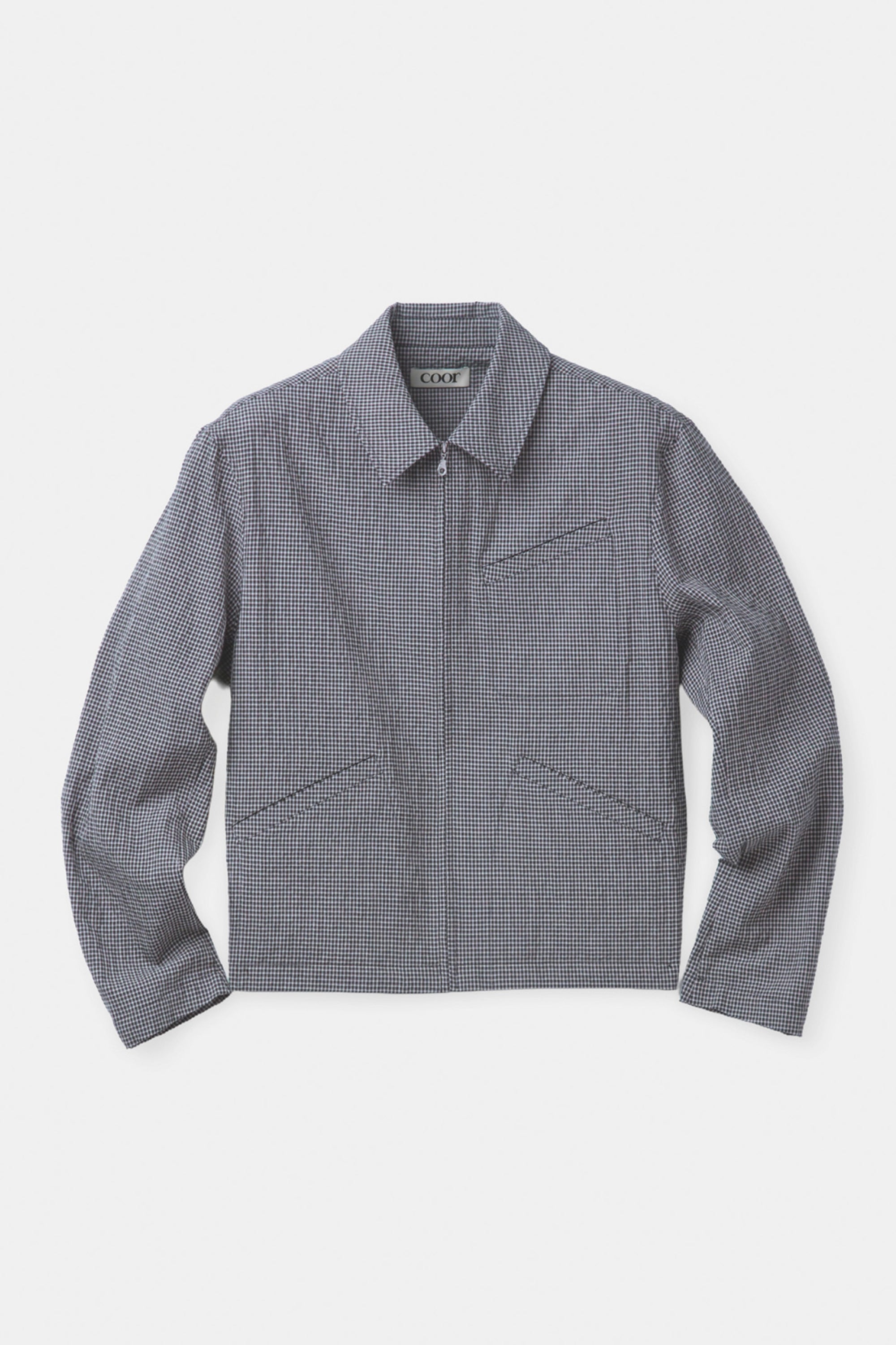 MICRO CHECK SHIRT ZIP-UP