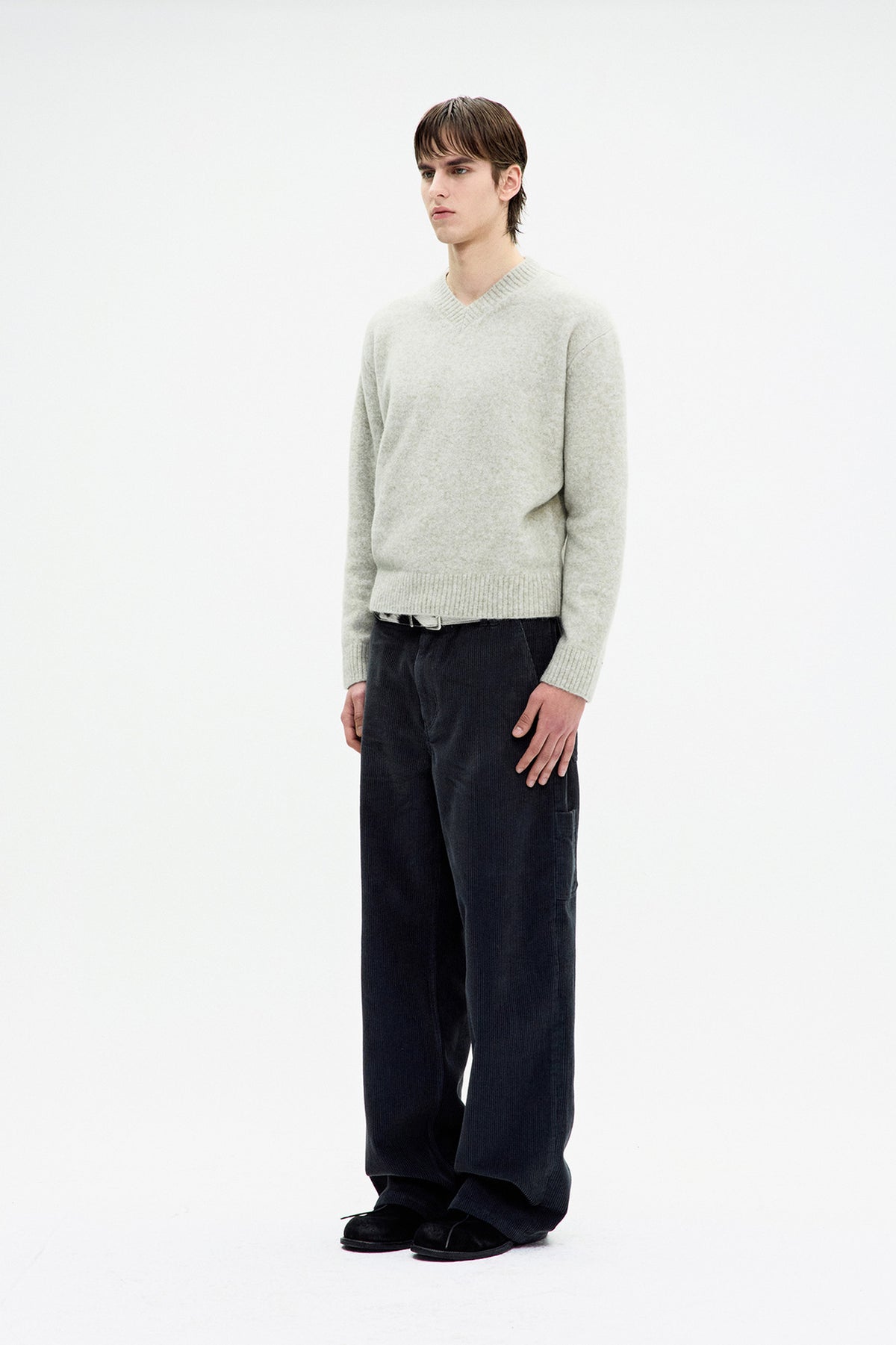 Corduroy carpenter pocket pants (Charcoal)