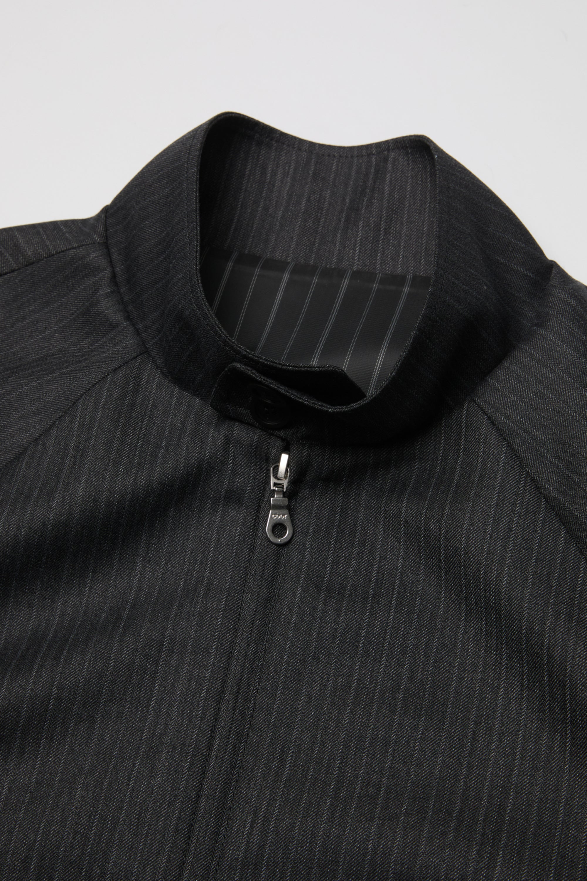 STRIPED WOOL BLEND HARRINGTON JACKET