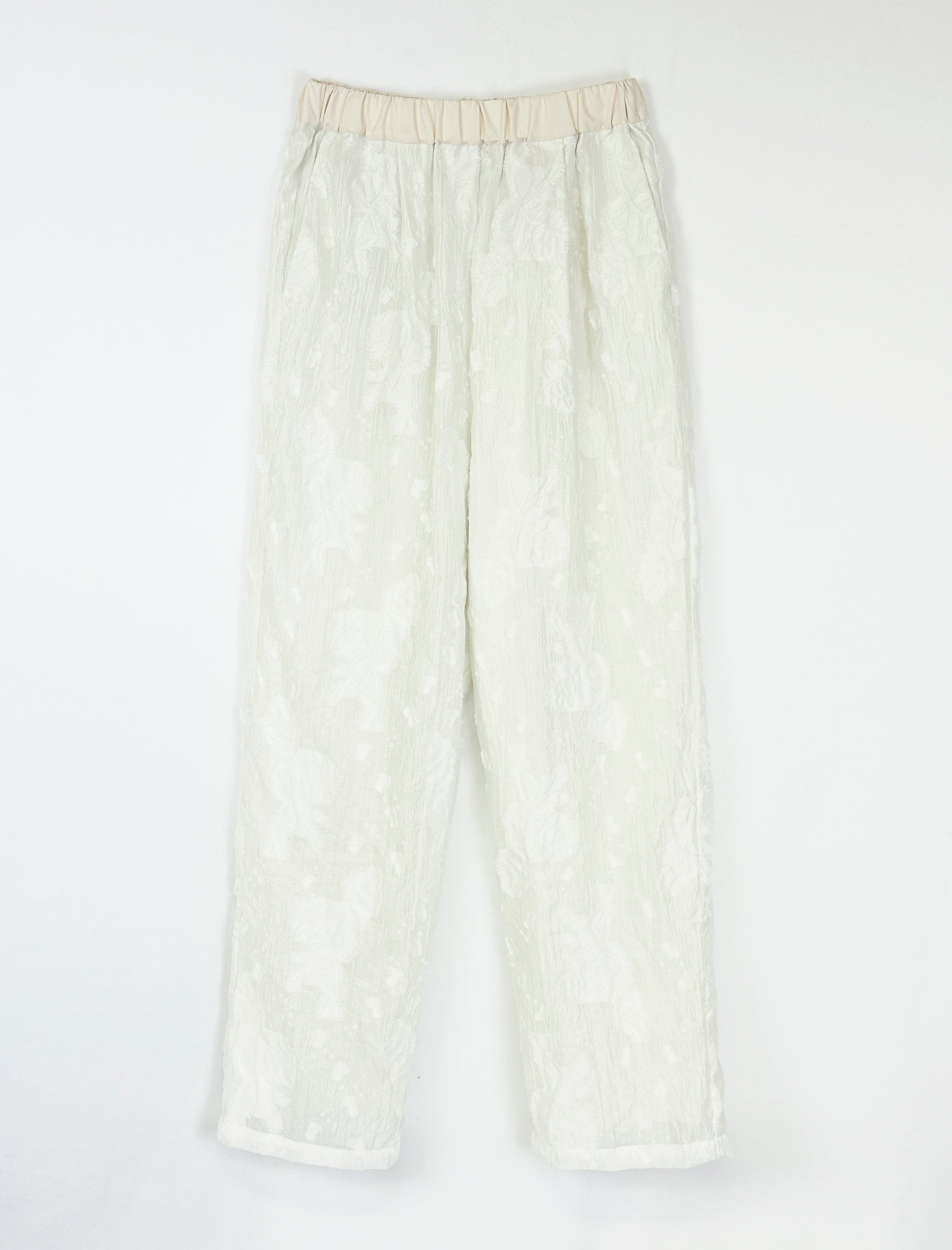 Sheer Jacquard Pants / WHITE