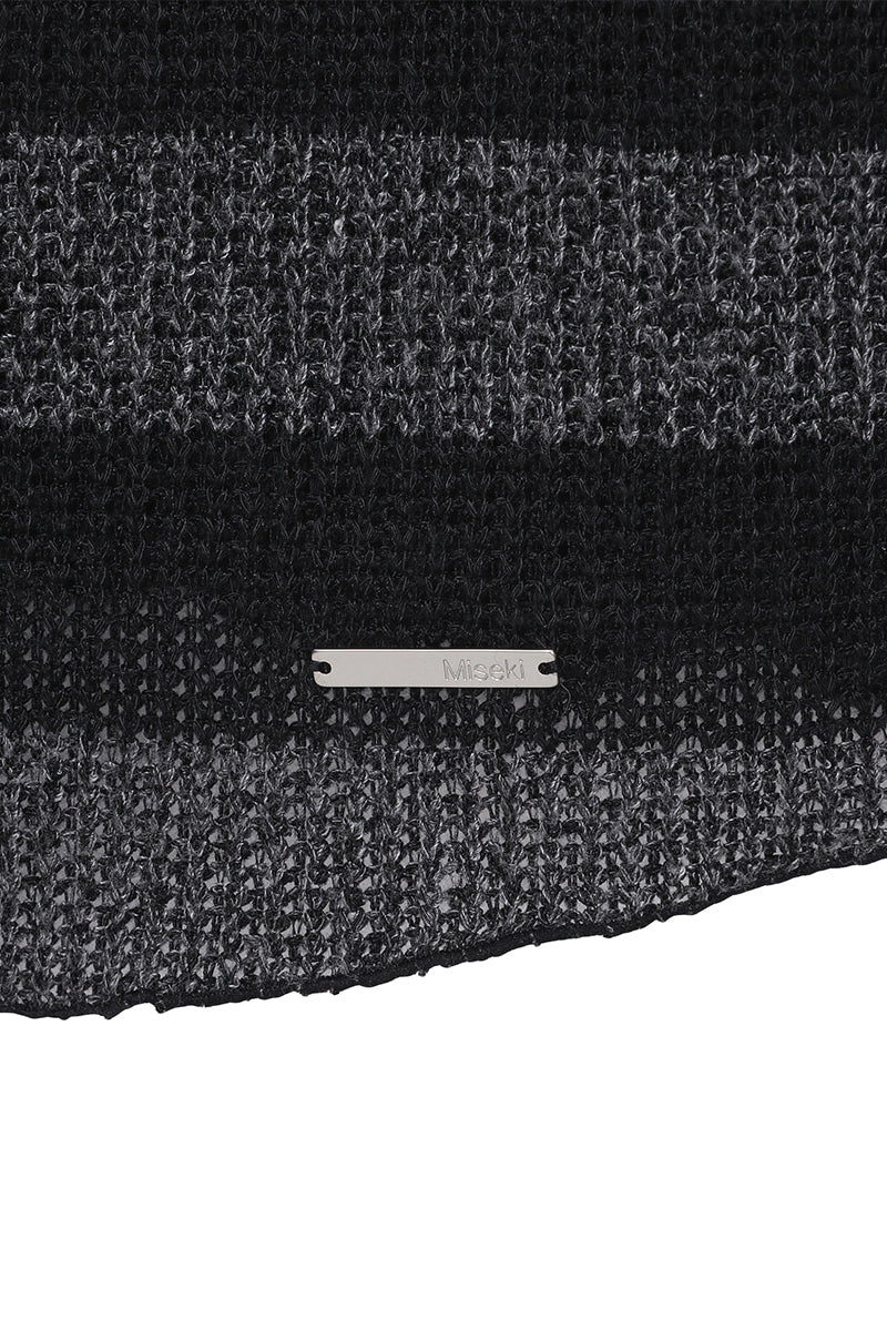Diagonal crochet knit top STRIPE