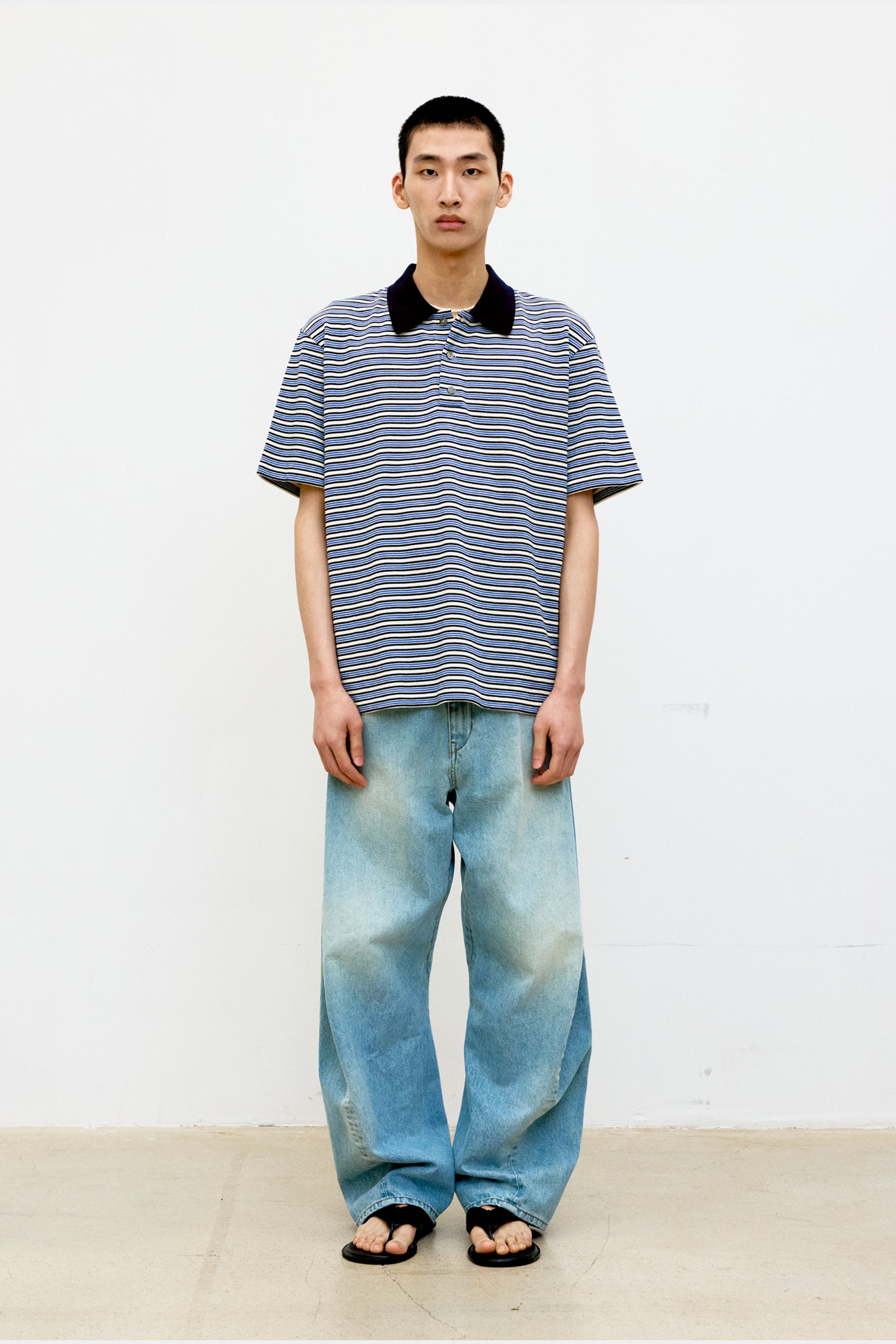 MULTI-PIN STRIPE POLO SHIRT