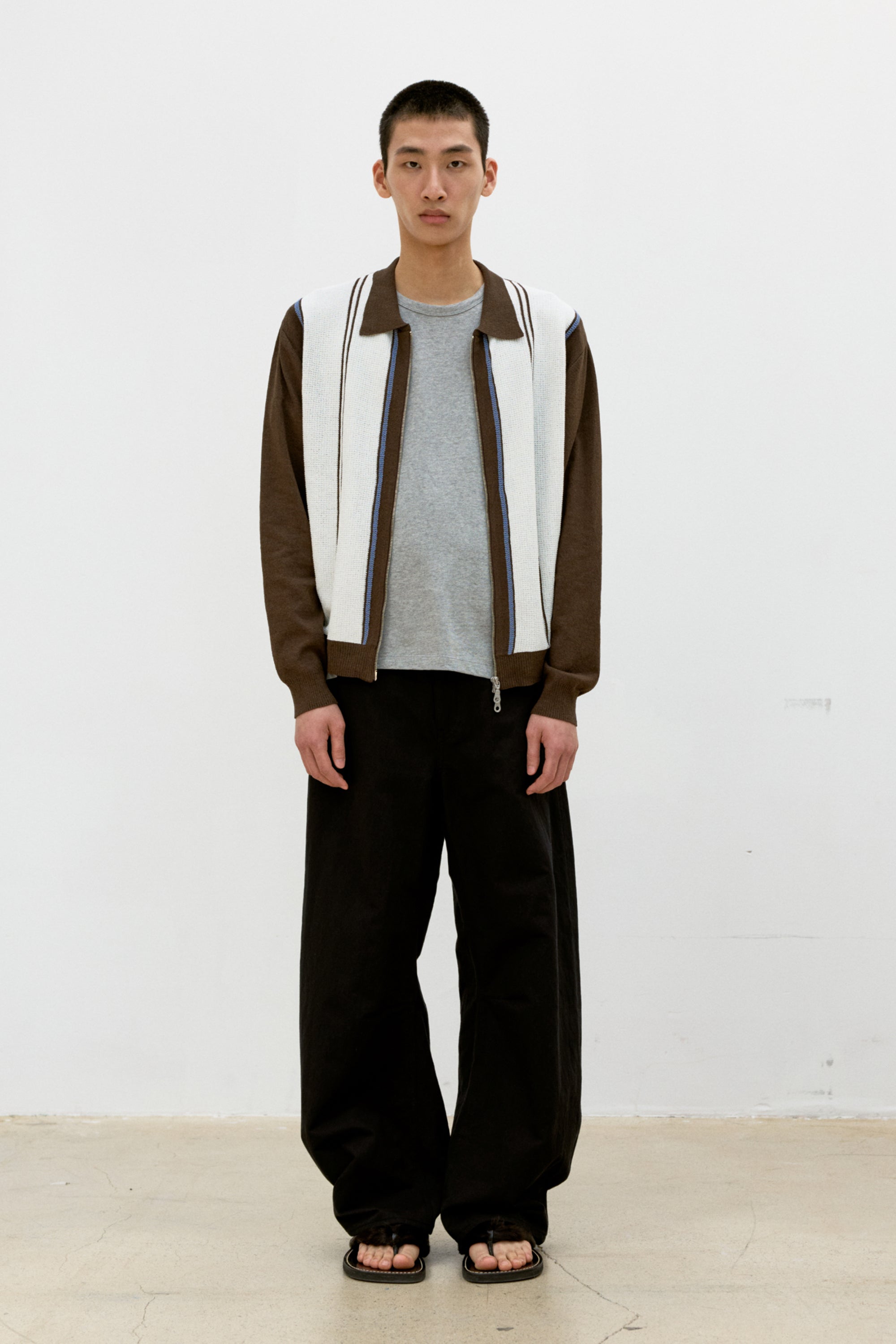DEEP CURVED COTTON BLEND PANTS