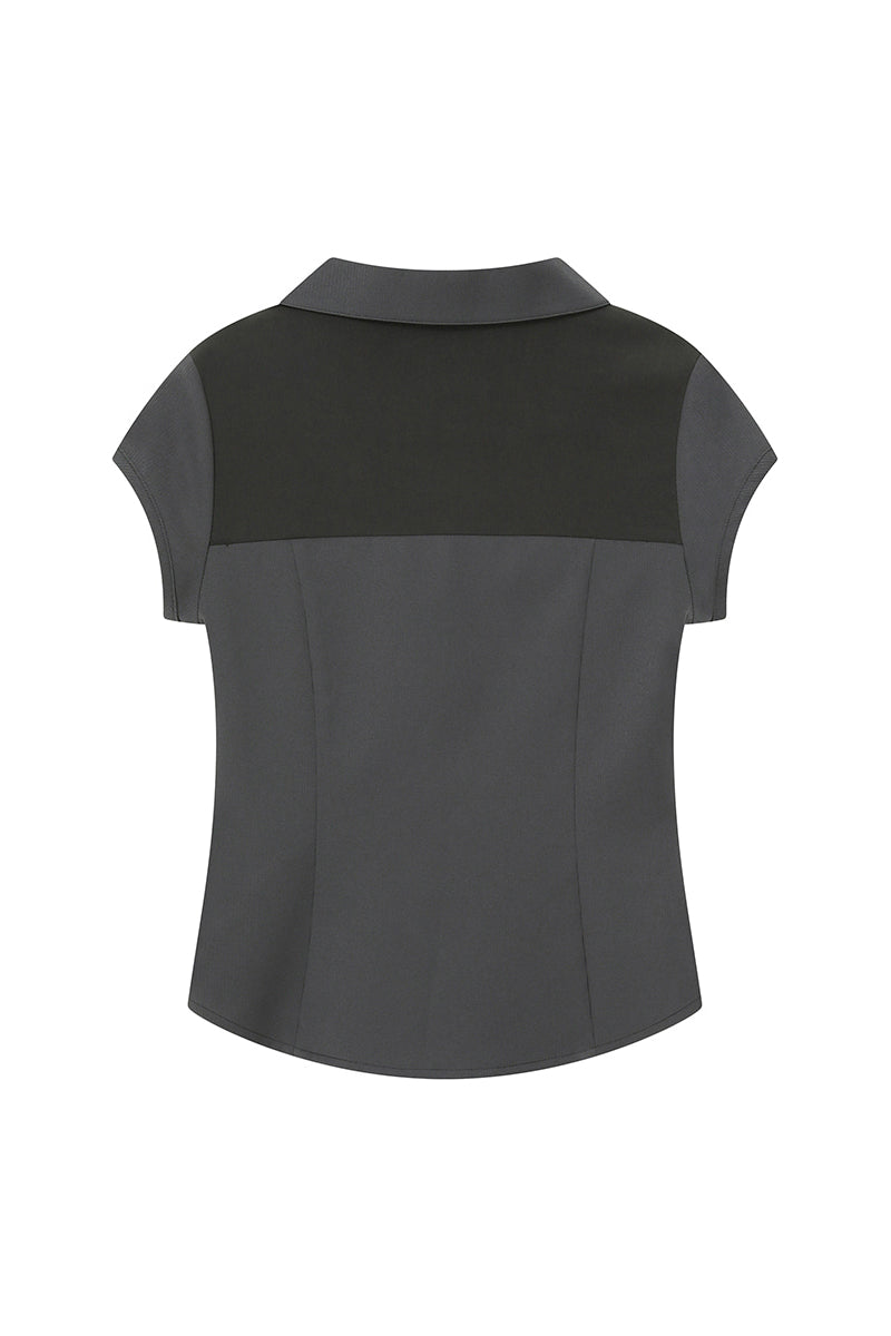 Diagonal placket layered shirt