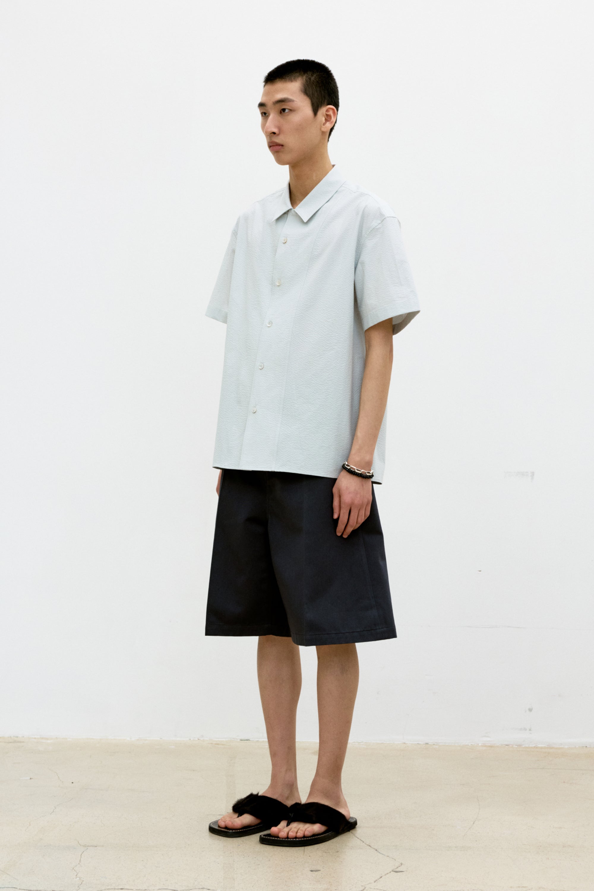 PANEL LINE CAMP COLLAR HALF SHIRT