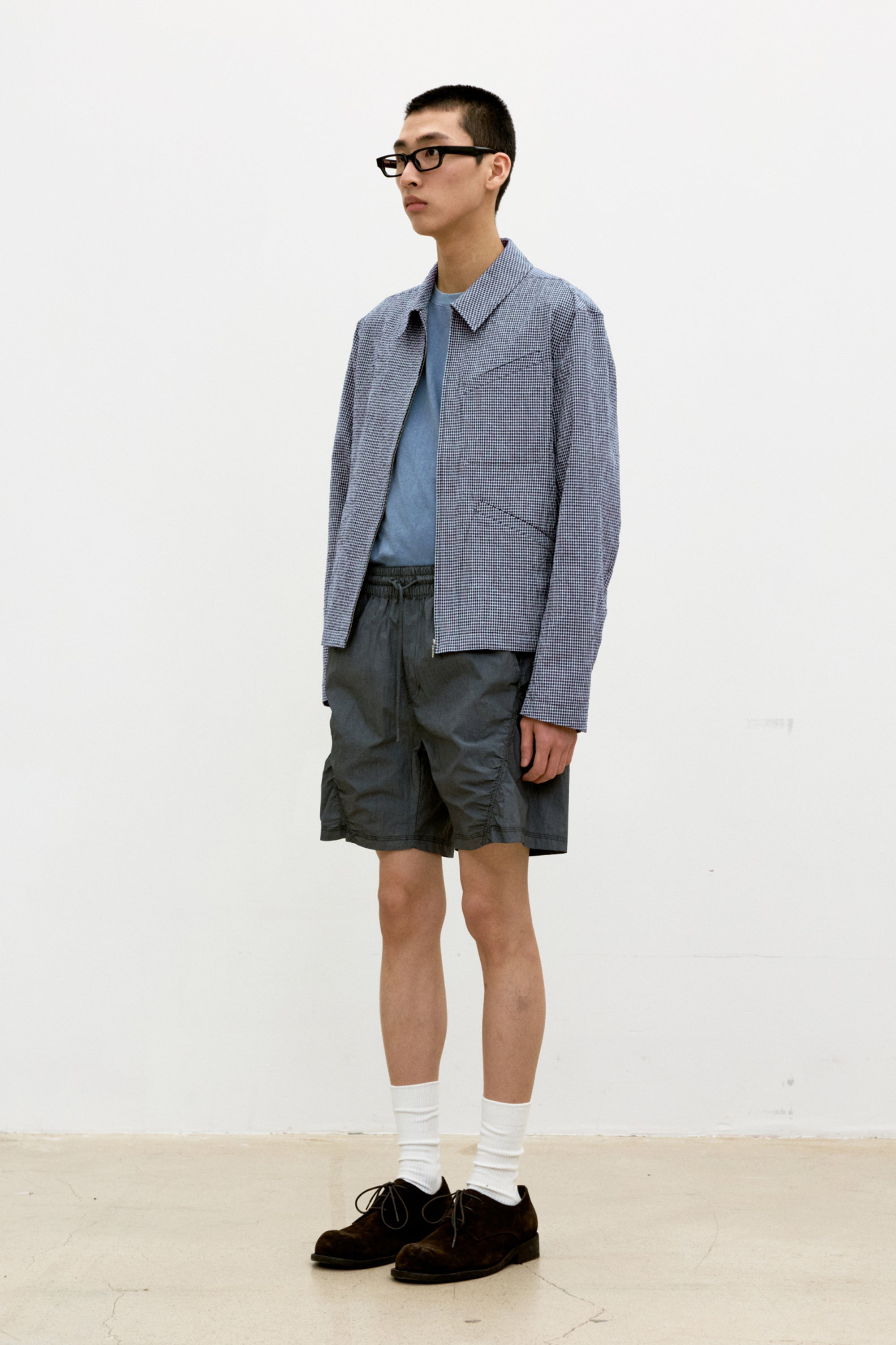 MICRO CHECK SHIRT ZIP-UP