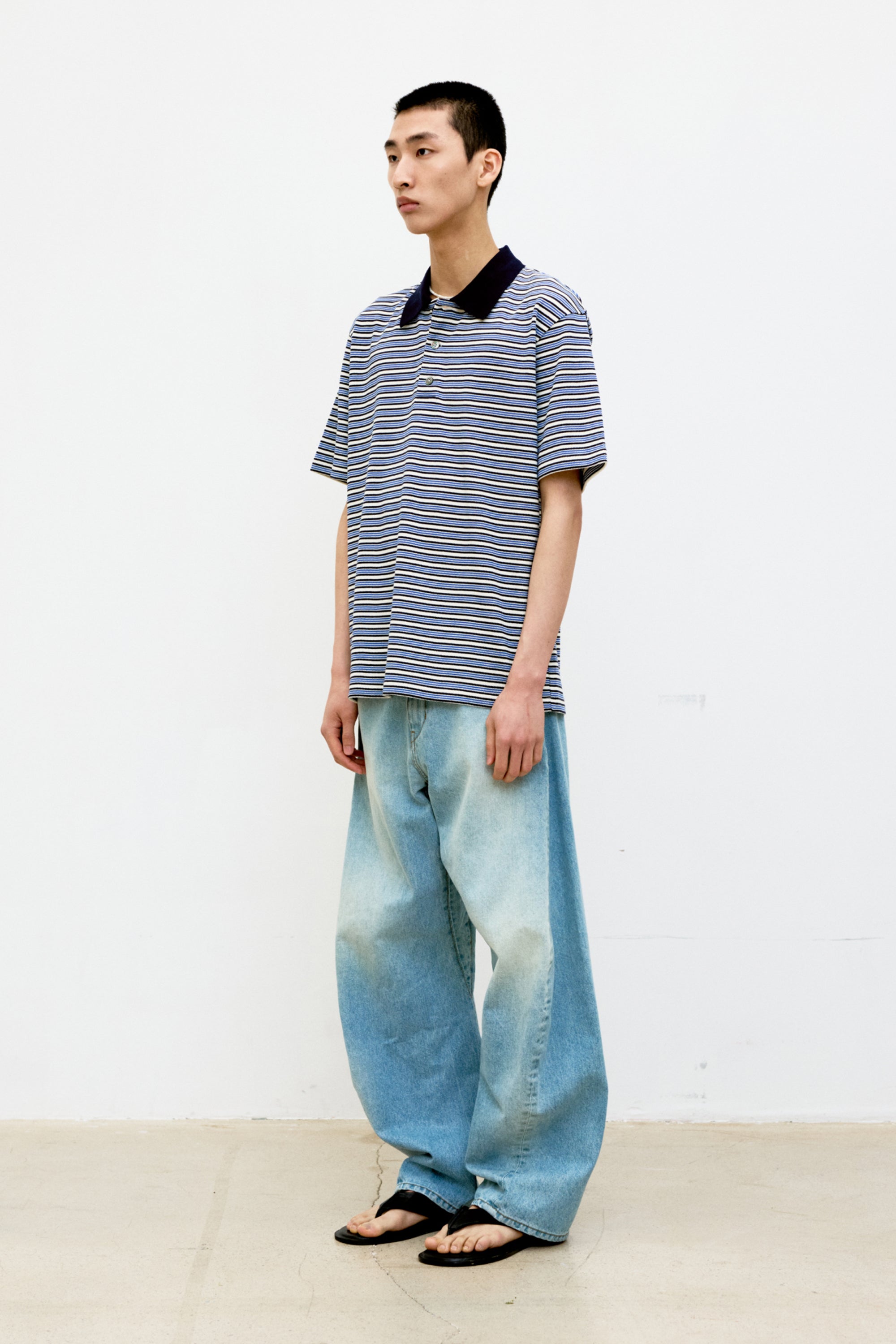 MULTI-PIN STRIPE POLO SHIRT