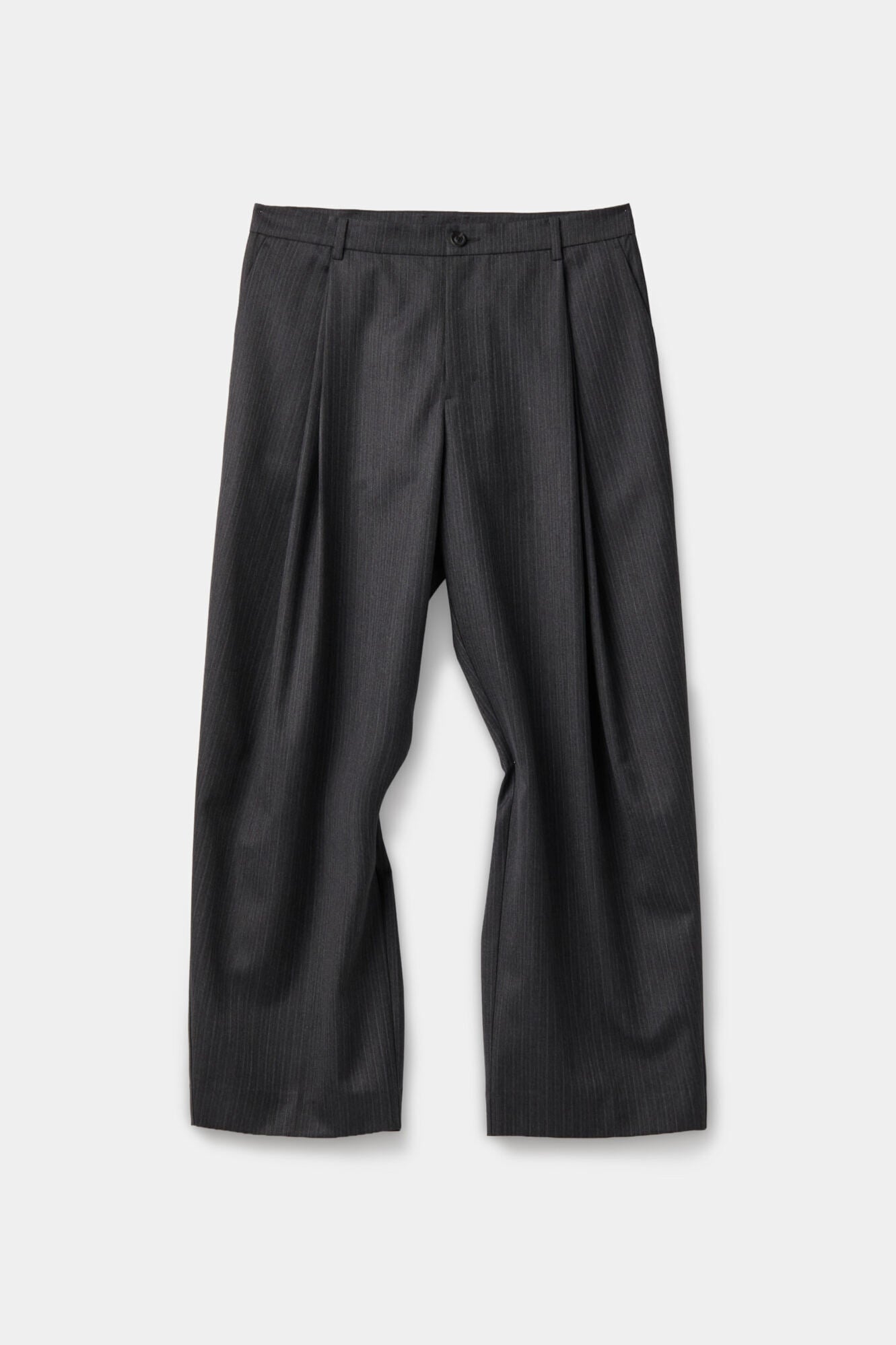 STRIPE WOOL BLEND PLEATED TROUSERS